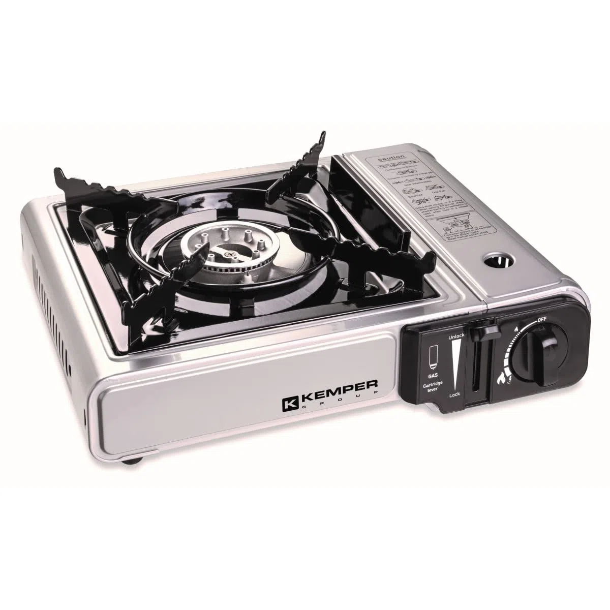 KEMPER - Barbecue Grill 2 en 1 Réchaud gaz piézo 2200 W + Plaque Grill + 8 Cartouches gaz Butane Camping