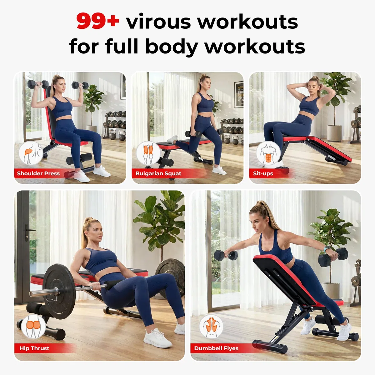 Banc de Musculation Réglable, 9 Positions – Banc Pliable Fitness Incliné, Plat et Décliné, Banc d’Haltères Compact en Acier pour Entraînement Complet à Domicile