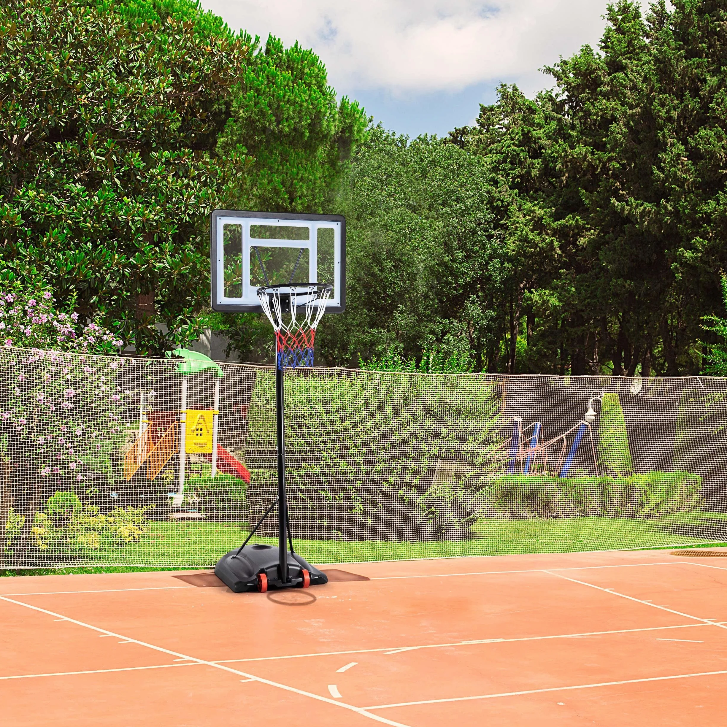 Yaheetech Panier de Basket sur Pied Exterieur Hauteur Réglable 219-279 cm Deux Roues avec Poteau Panneau Panier de Basket-Ball Remplir d’Eau ou de Sable Noir