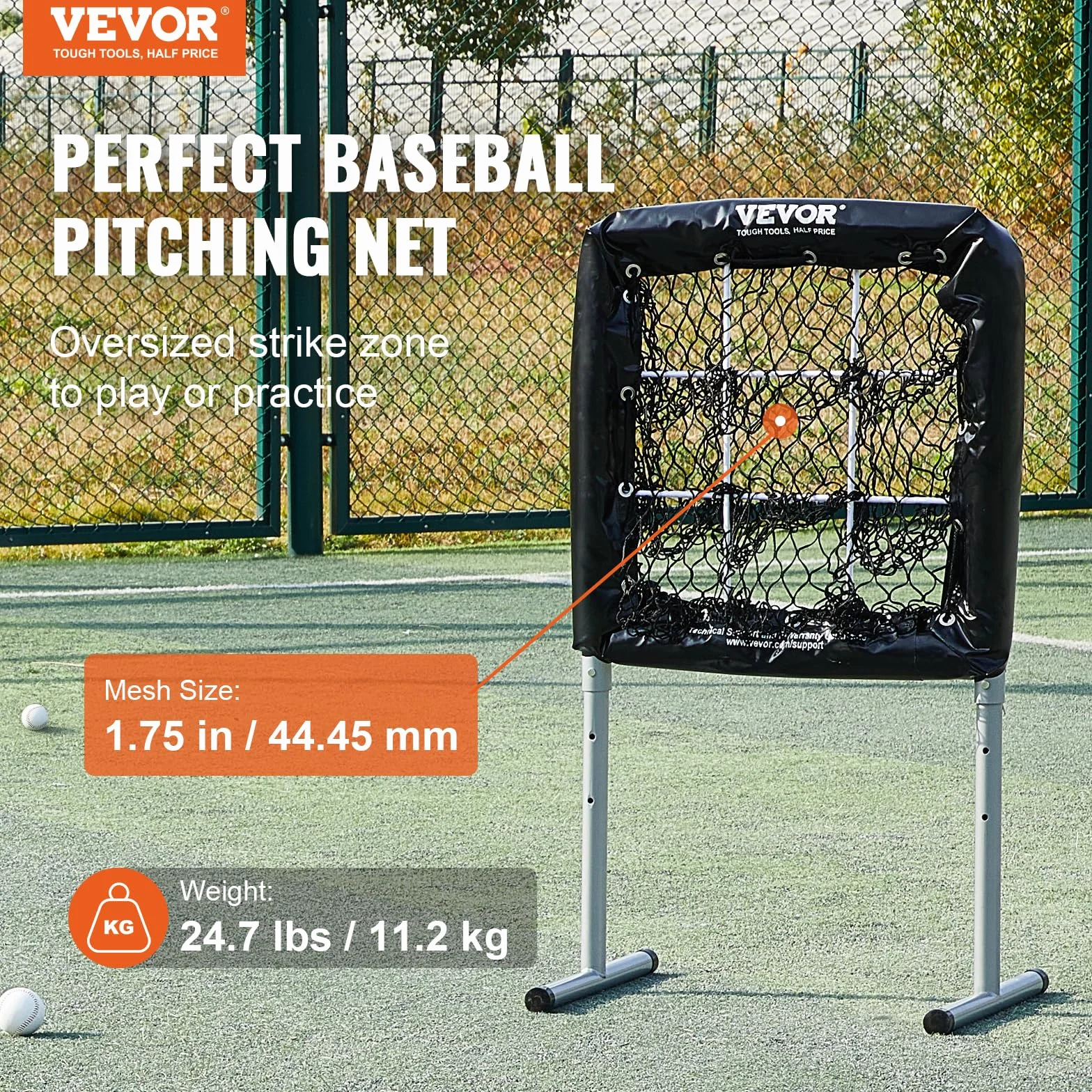 VEVOR Équipement d'entraînement de softball 71,1 x 68,6 cm réglable en hauteur avec zone de frappe et 4 piquets