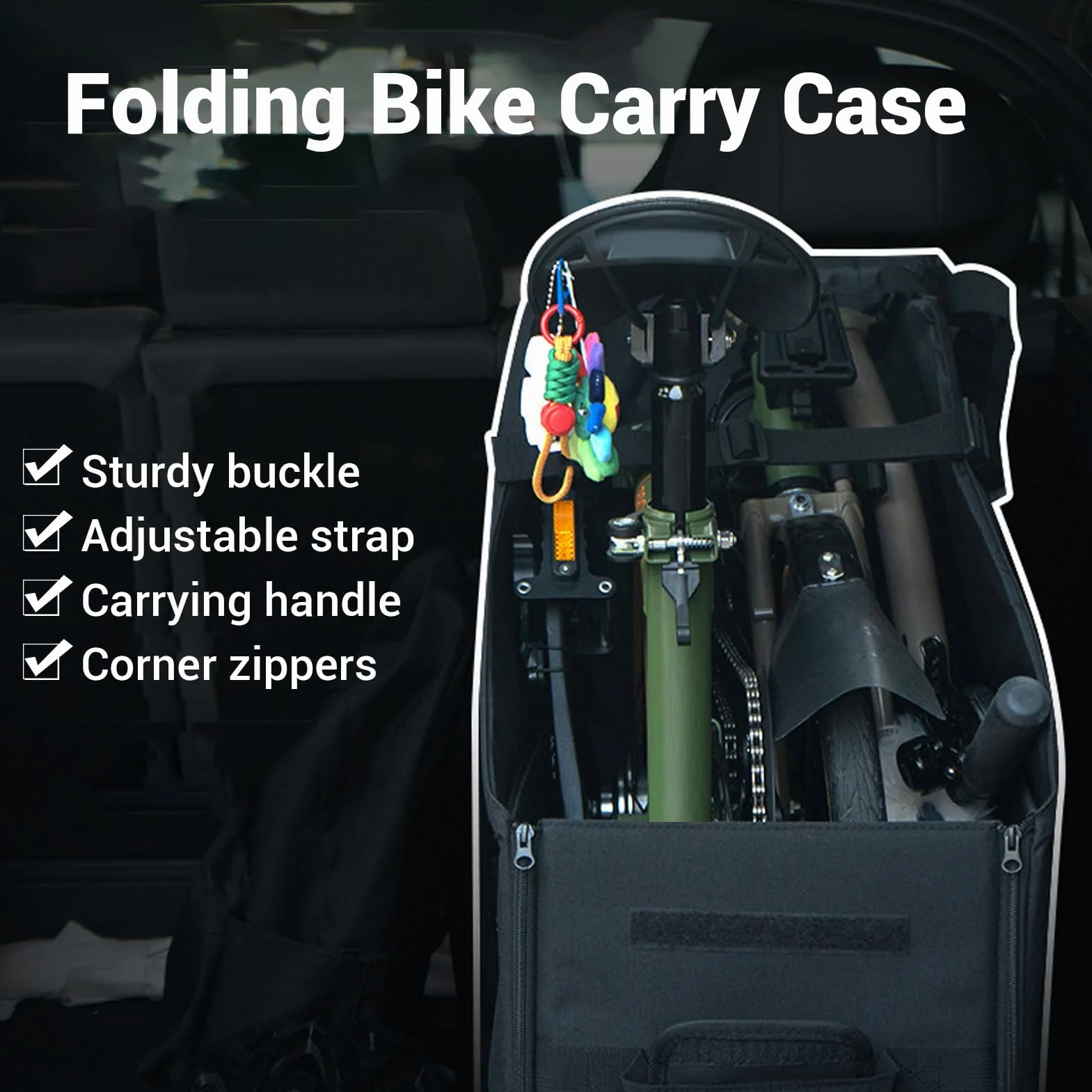 banapoy Boîte de Rangement de Vélo Pliante pour Organisateur de Vélo Pliable, étui de Transport de Rangement de Vélo avec Housse Anti-poussière pour Coffre de Voiture, pour Dahon