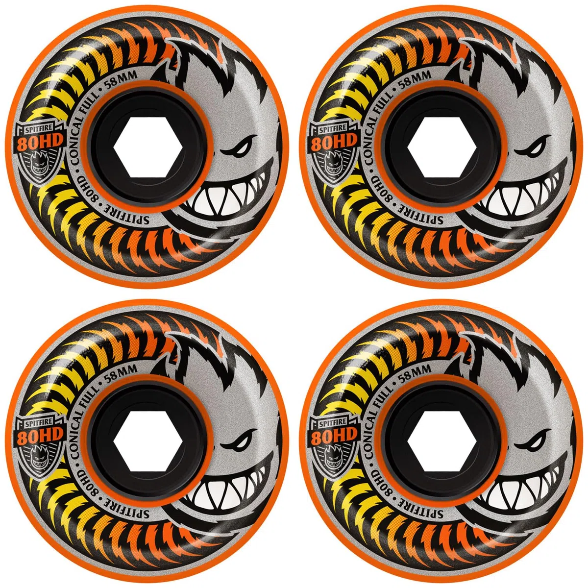 Spitfire Roues de skateboard 58 mm 80HD orange conique Full