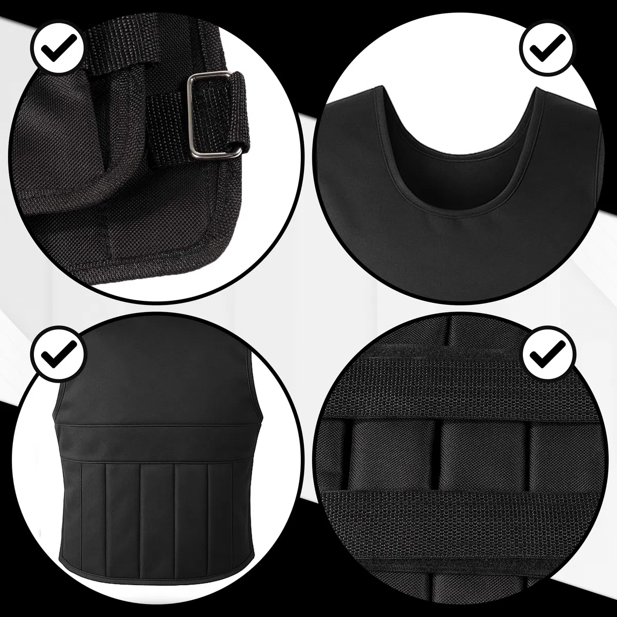 Gilet lesté de 10 kg réglable avec poids amovibles, gilet d'entraînement pour musculation, crossfit, cardio, course à pied, noir