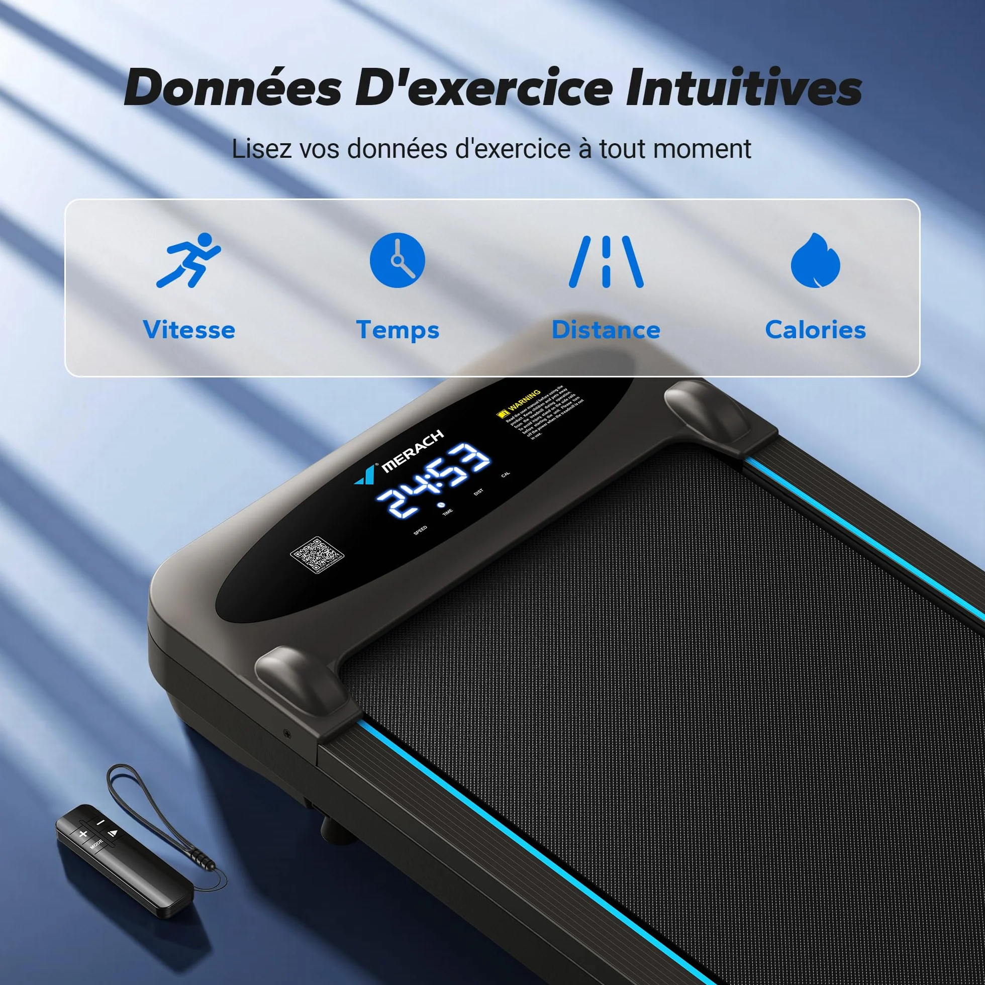 MERACH Tapis de course sous bureau 2 en 1 10 km/h 40 dB silencieux avec télécommande