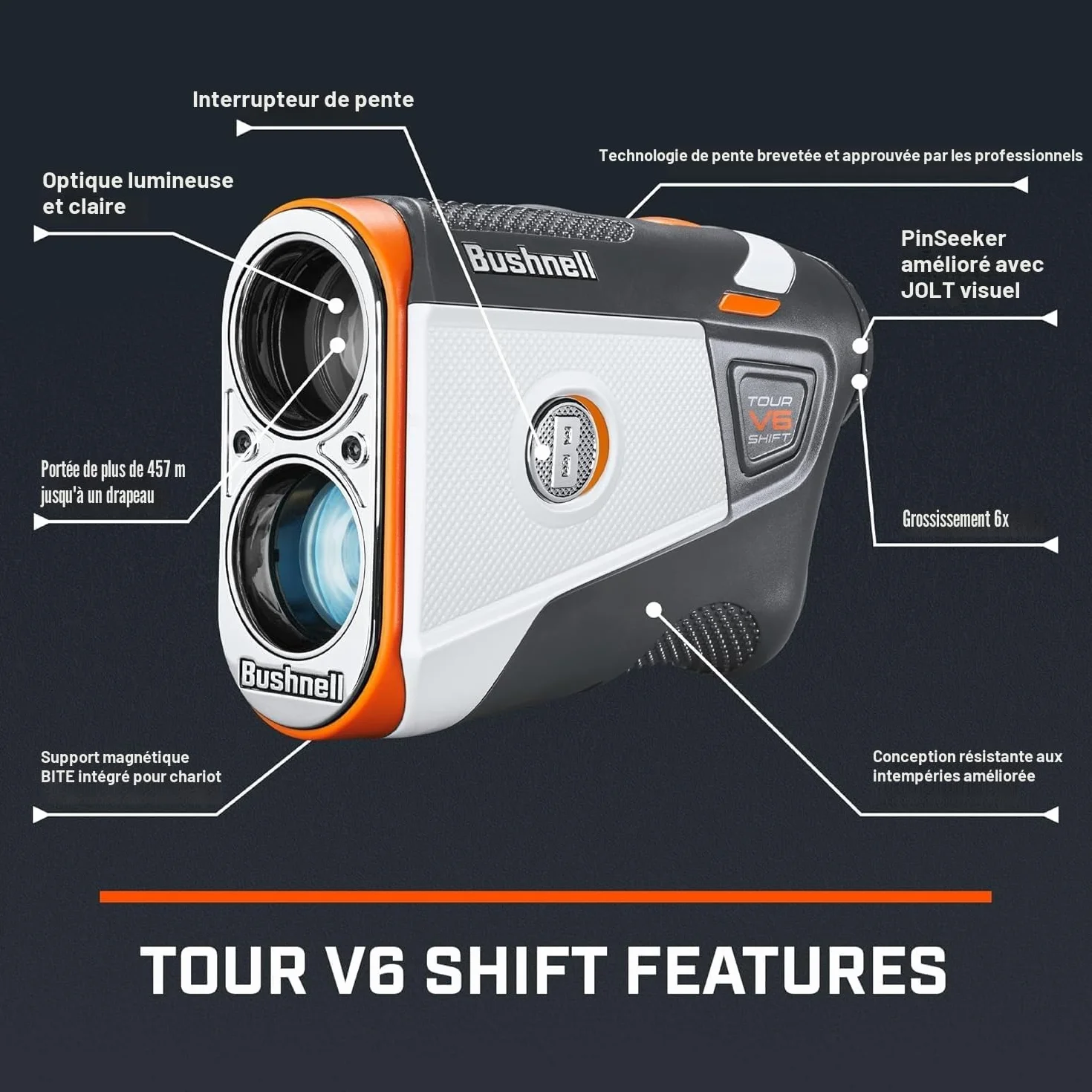 Bushnell Tour V6 Shift Télémètre Laser Golf Rangefinder 202321, Standard