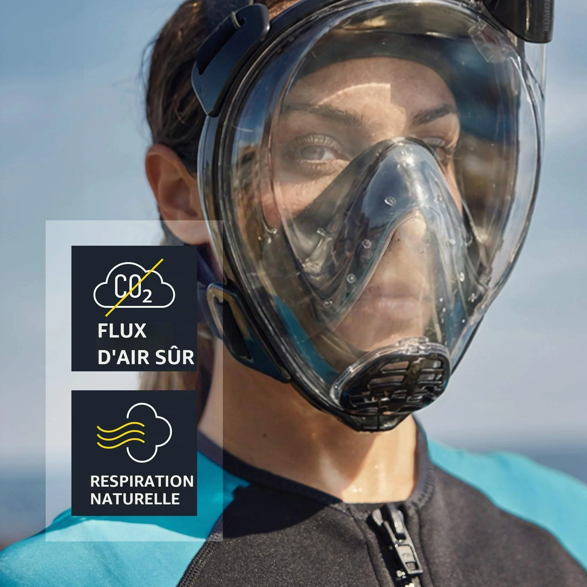 CRESSI Depuis 1946 - Komodo Full Face Masque intégral Dry pour Snorkeling Vision à 180° - CO2 Sûre - Silicone 100% Anti Buée - Tuba Latéral - Sangles Élastiques Réglables