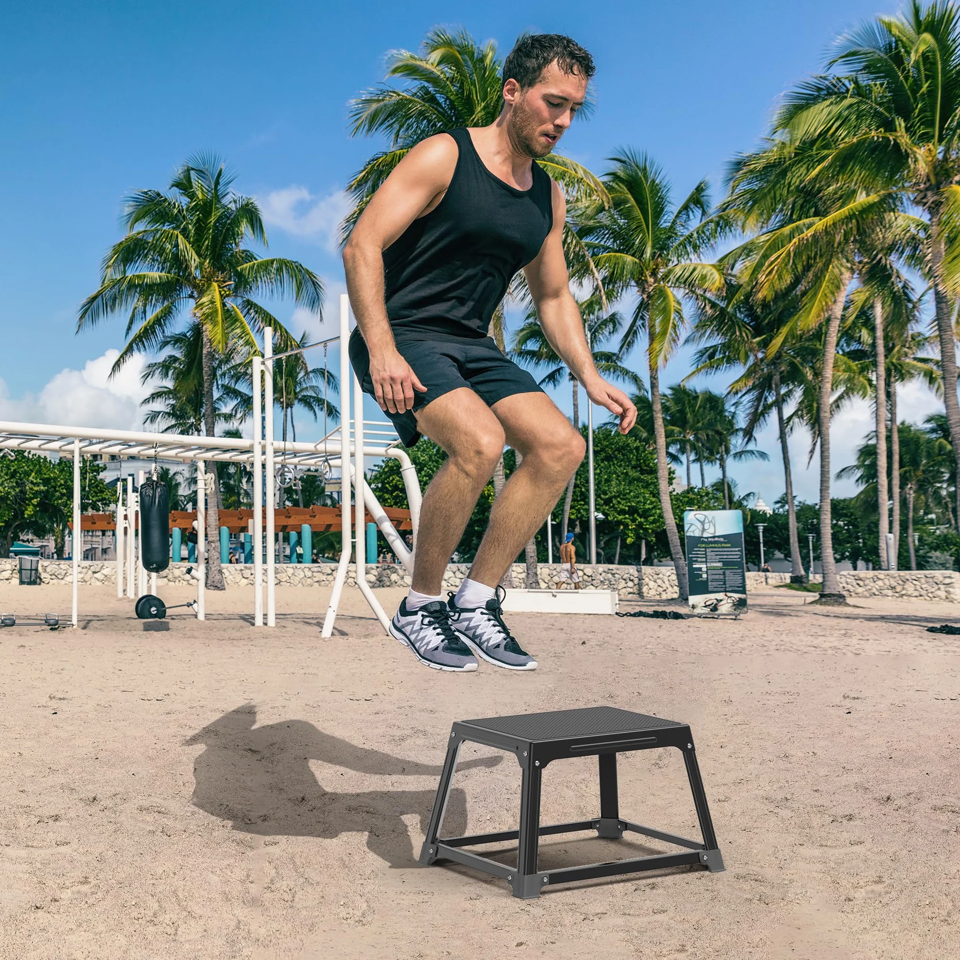 GanFindX Boîte de saut pliométrique en métal de 30,5 cm avec surface de 43,2 x 33 cm en acier pour exercices de fitness, d'agilité, d'endurance, de conditionnement, de musculation