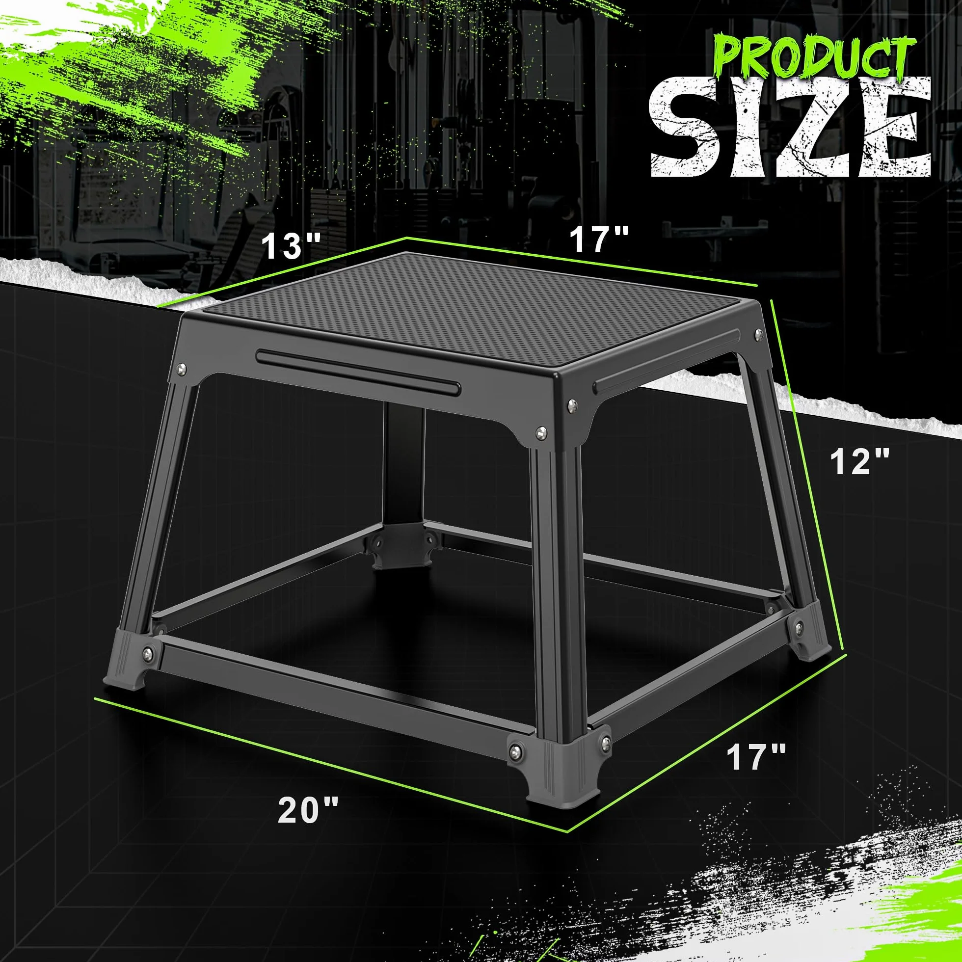 GanFindX Boîte de saut pliométrique en métal de 30,5 cm avec surface de 43,2 x 33 cm en acier pour exercices de fitness, d'agilité, d'endurance, de conditionnement, de musculation