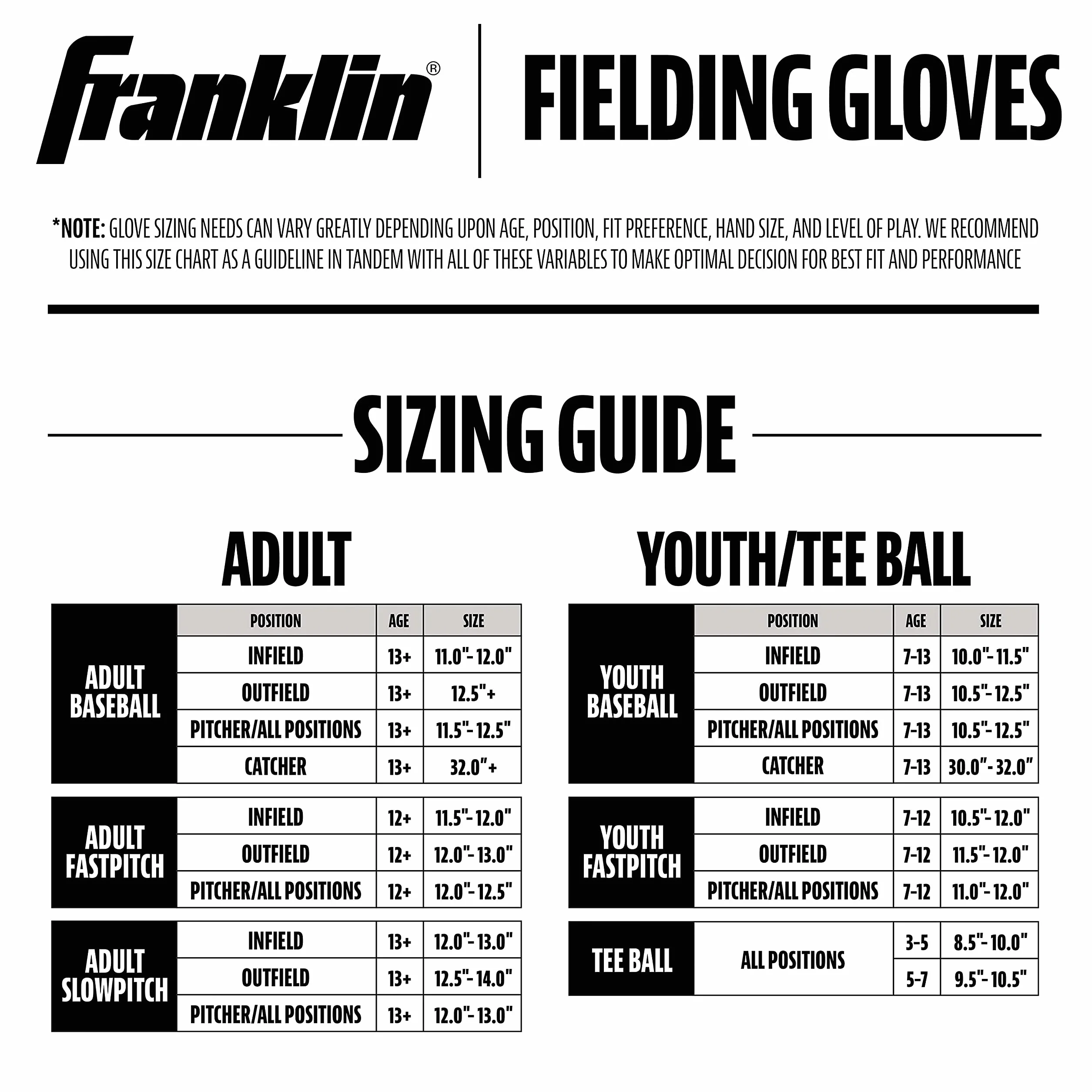 Franklin Sports Field Master Series Gants de Baseball