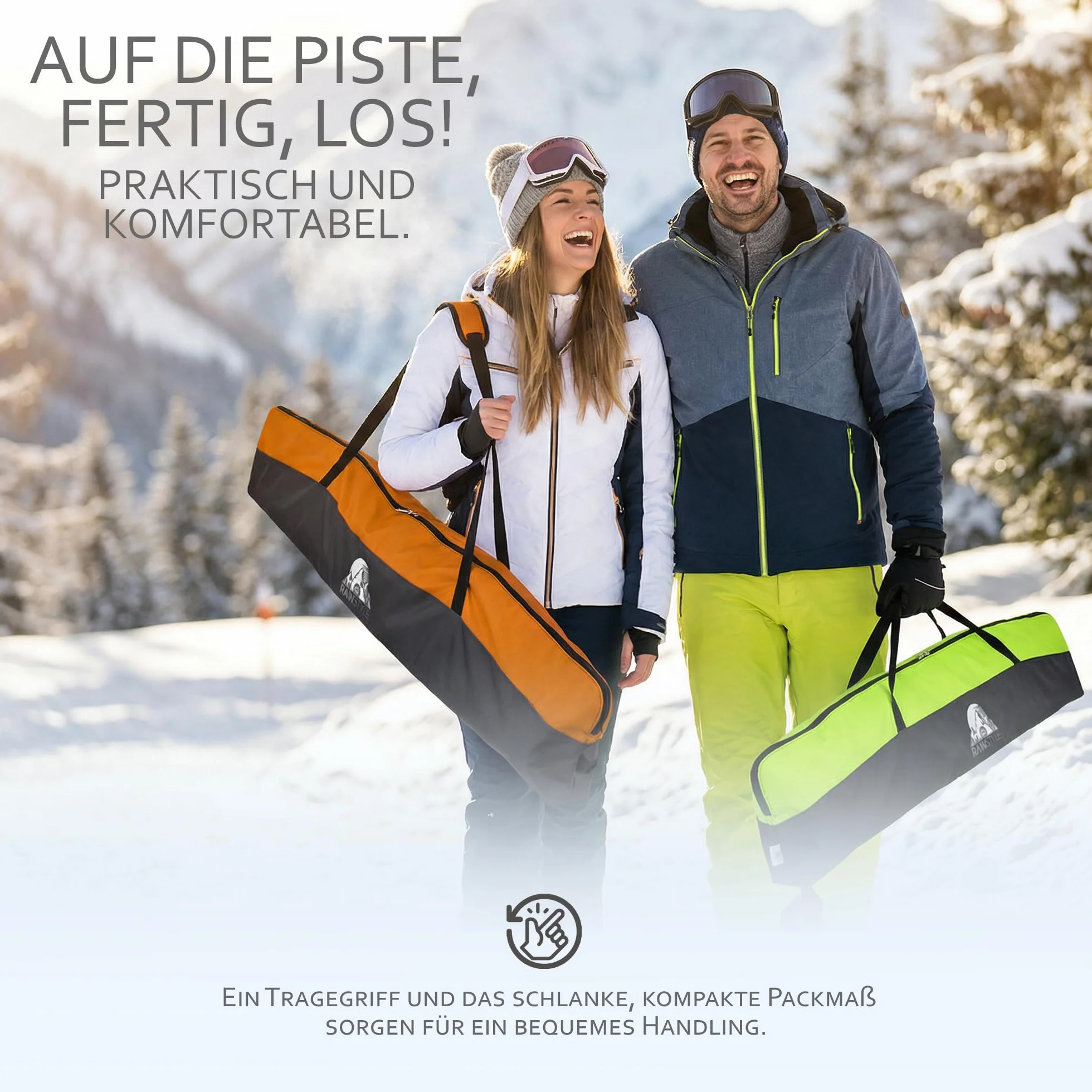 Rawstyle Sac de Ski pour Adultes - Étanche - 160 cm ou 180 cm - Modèle 2
