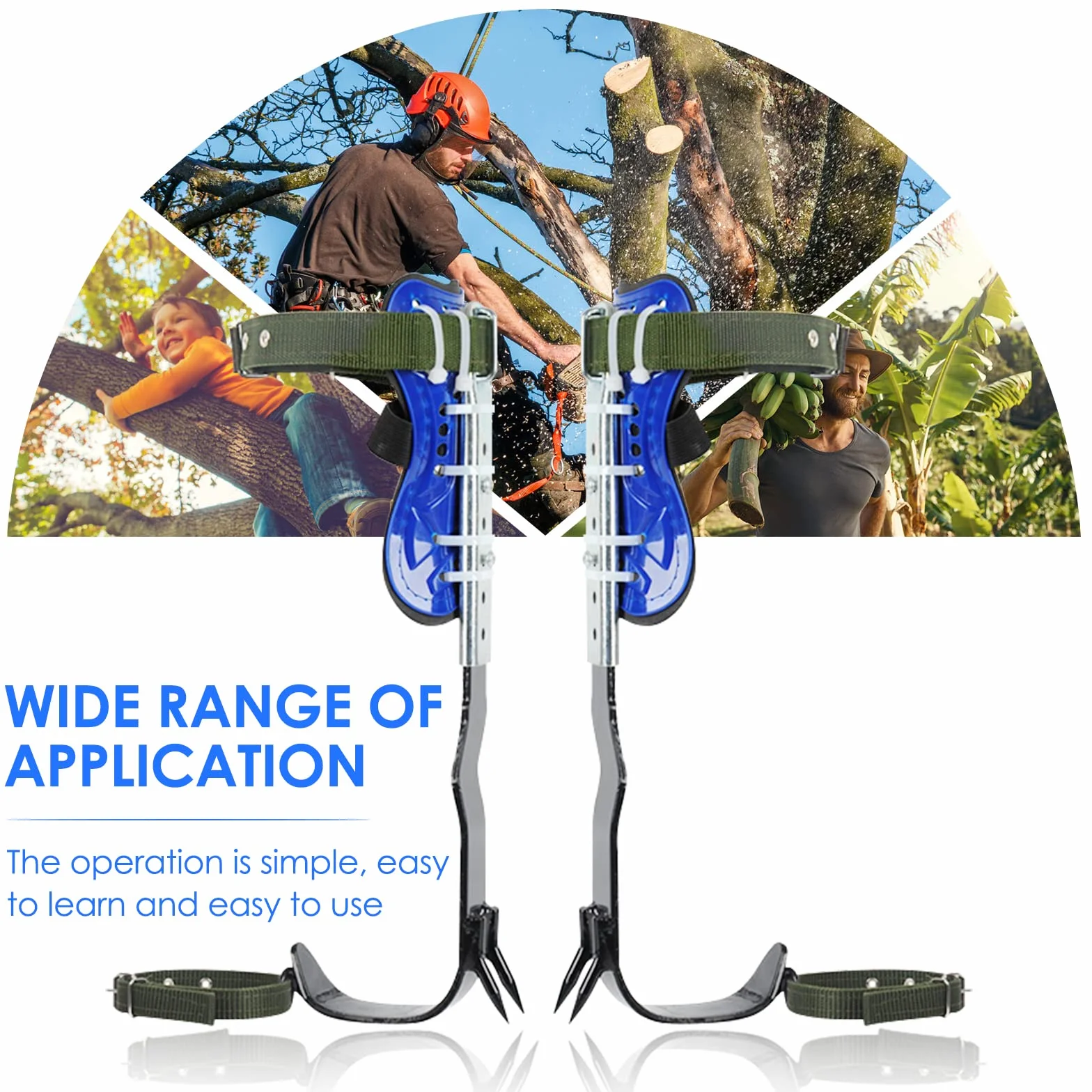 Ensemble De Pointes D'escalade d'arbre, Griffe Elagage Equipement d'escalade d'arbre,Tree Climbing Spikes Réglable en hauteur,Avec de ceinture de harnais de sécurité réglables