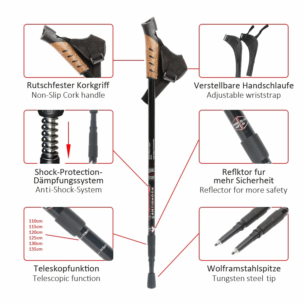 Melko Bâtons de Nordic Walking en Aluminium