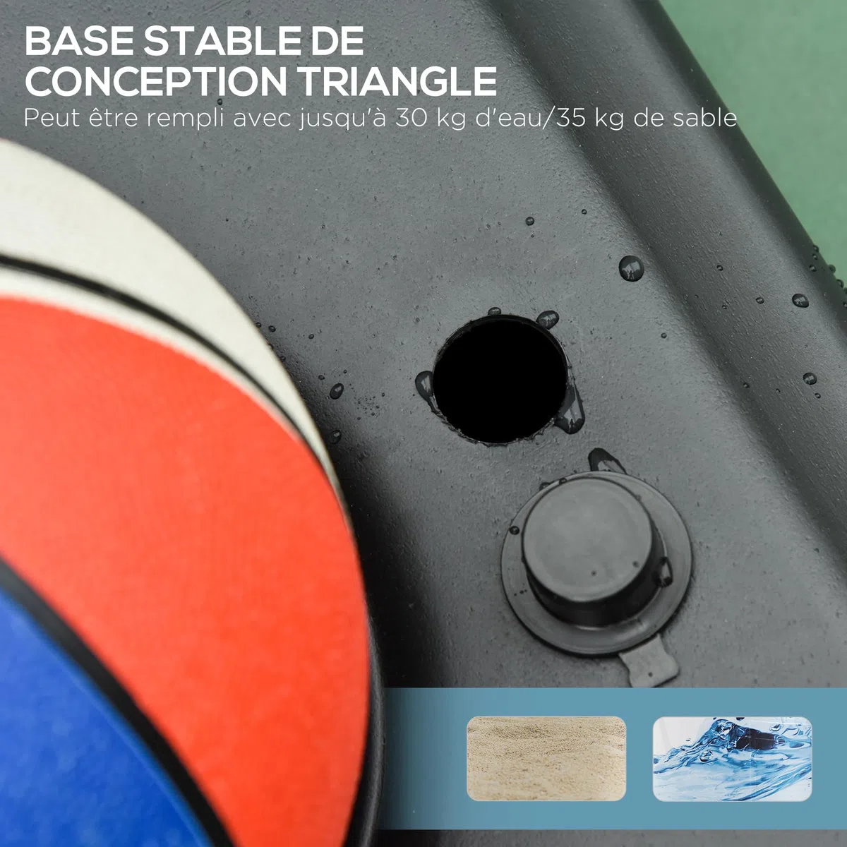 HOMCOM Panier de Basket-Ball sur Pied avec Poteau Panneau, Base de lestage sur roulettes Hauteur réglable 1,9-2,5 m Noir Blanc