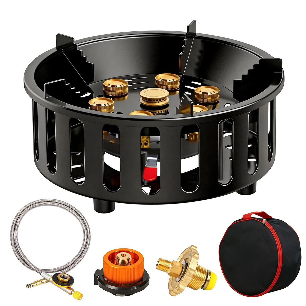 Réchaud Camping, 16800W Réchaud à Gaz Avec 3 Adaptateurs à Gaz Coupe-Vent Avec Allumage Piézo Sac Transport Plaque Cuisson Gaz Portable D'extérieur Pour Camping Randonnée Et Les Fêtes