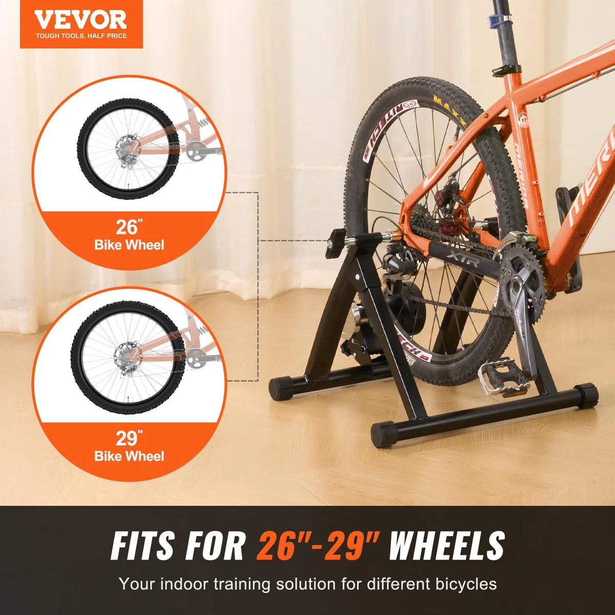 VEVOR Support d'Entraînement pour Vélo, Entraîneur de Vélo Fluide Stationnaire pour Roues de 66-74 cm, Moteur à Volant d'Inertie à Réduction de Bruit, Levier à Dégagement Rapide, Exercices Intérieur