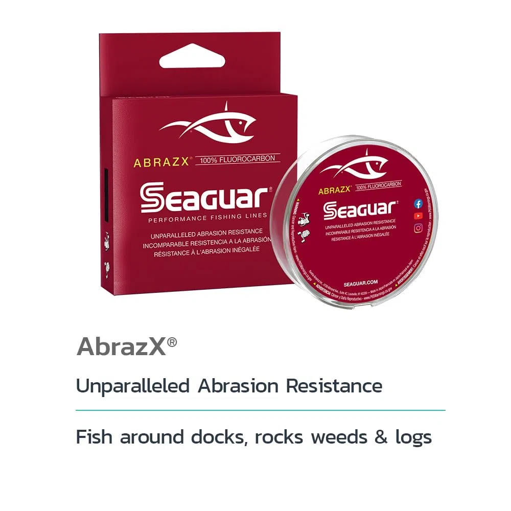 Seaguar AbrazX Ligne de pêche en fluorocarbone résistant à l'abrasion pour quais, rochers, Herbes et pontons – Plusieurs Tailles
