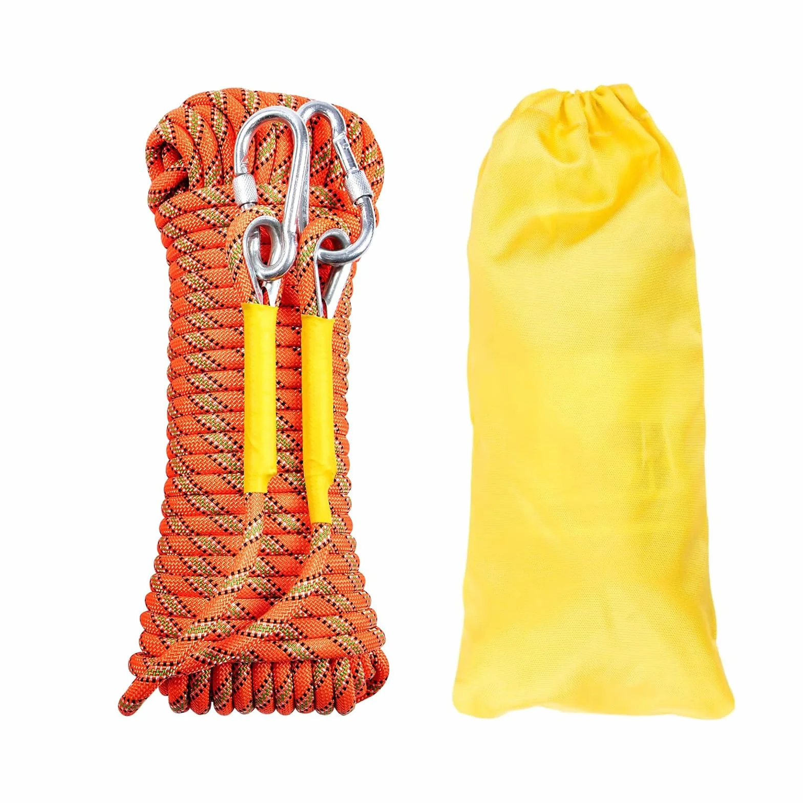 Corde d'escalade 10mm Statique 20m avec 2 Mousquetons Sauvetage Incendie