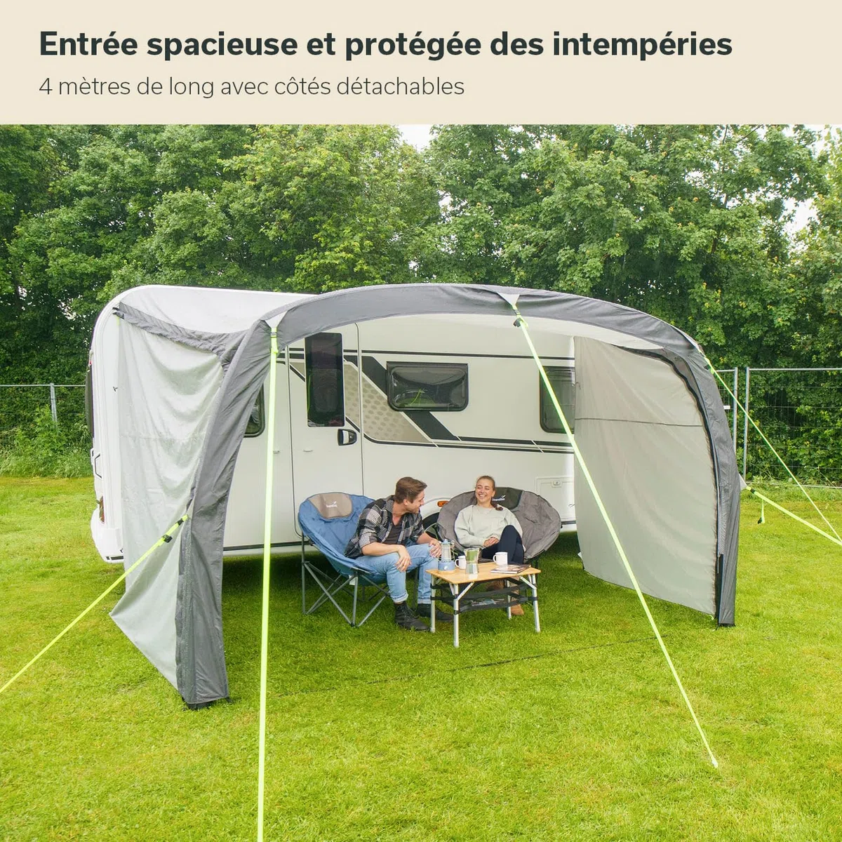 Skandika Auvent Vika Air Caravan 400 Set | Auvent Gonflable avec parois latérales, CaravanTarp, Voile d'ombrage UV 50+, Colonne d'eau de 3000 mm| pour Camping-Car, Caravane, Bus