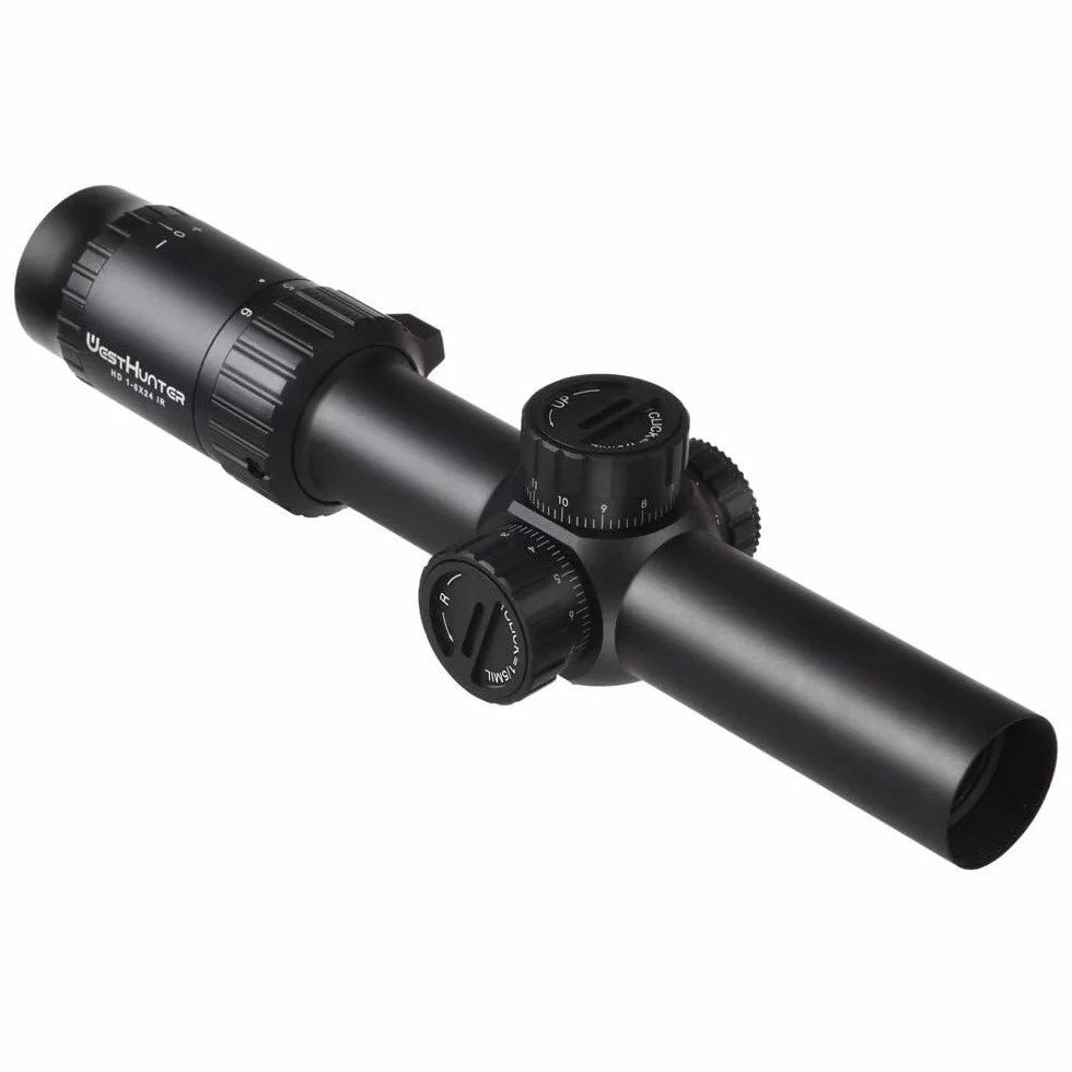 Lunette de Visée de Chasse WestHunter Optics HD 1-6x24 IR LPVO, 30 mm d'illumination Rouge Vert de Précision Tactique 1/5 MIL, Lunette de Tir Compacte pour la Chasse | 2 Types de Réticules