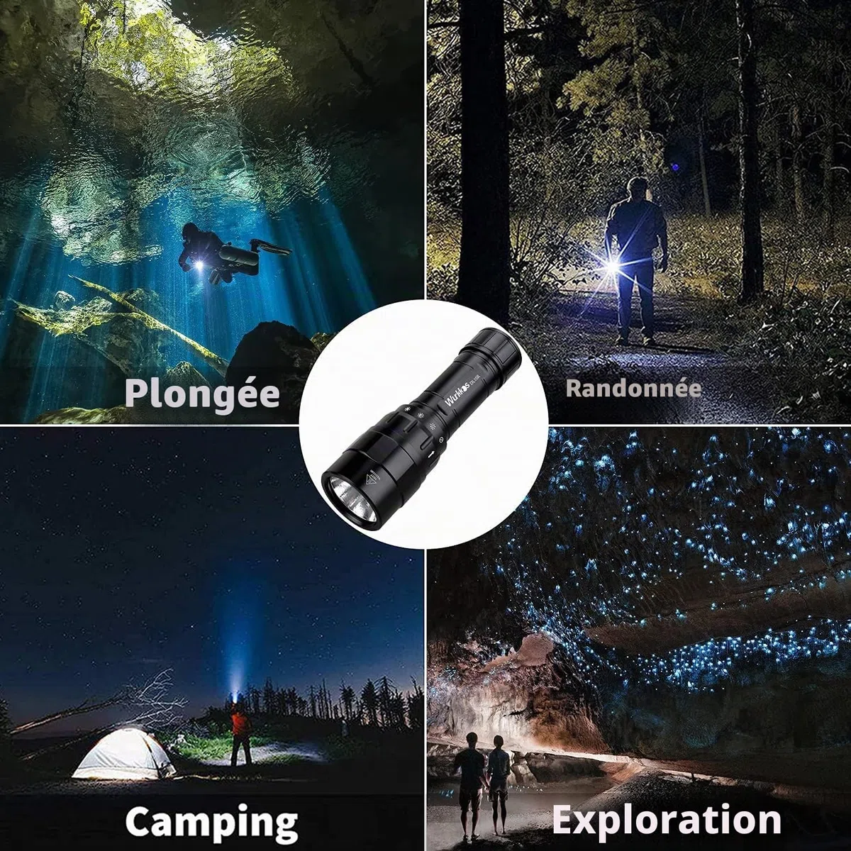 Wurkkos DL10R Lampe de plongée, 4500 Lumen Lampe de Poche,est livré avec Un Port USB-C caché pour Le Chargement Interne, XHP70.2 LED Lampe Plongee sous-Marine, avec 5000 mAh