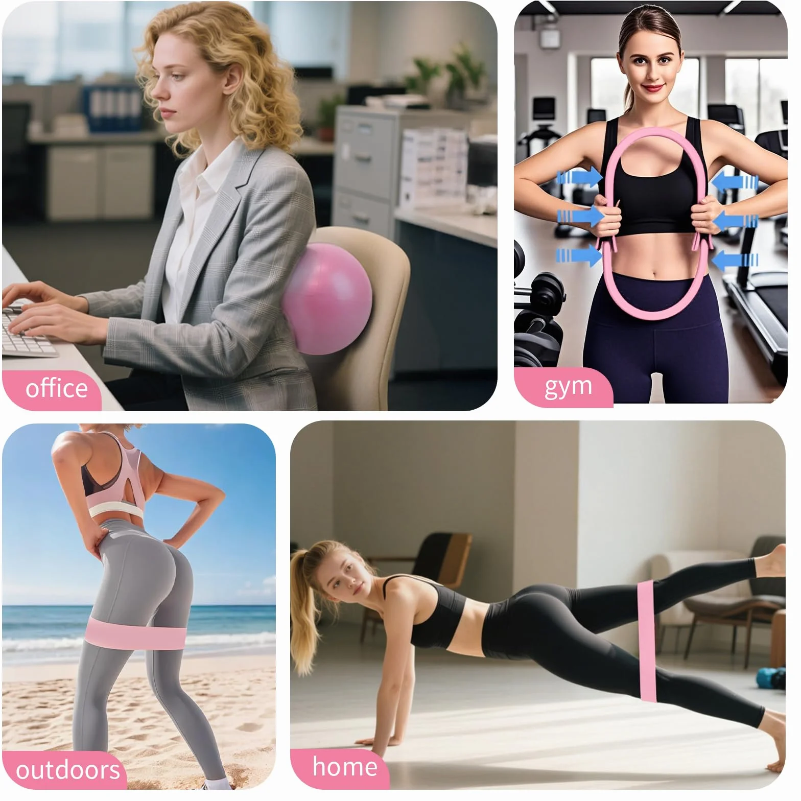 Kit Pilates Essentiel - Accessoires de Fitness Portables - avec Anneau Pilates Tonifiant, Bandes de Résistance Longues, Bandes Pilates Loop, Ballon Pilates Souple et Chaussettes Pilates Grip