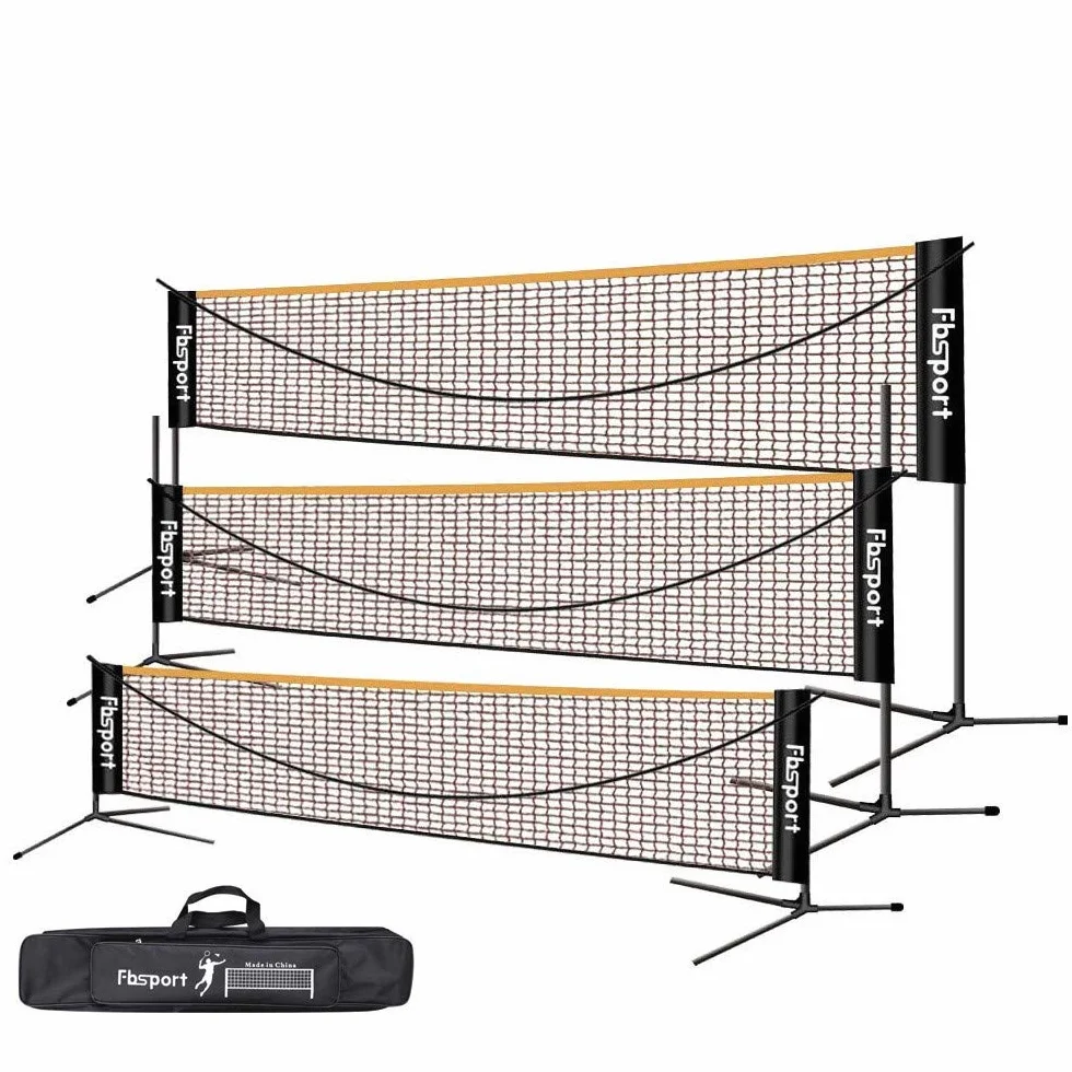 Filet de badminton, filet de tennis 3-6m Filet d'entraînement pour filet de volleyball portable, 3 hauteurs peuvent être ajustées Stockage de filet de badminton pliable, à l'intérieur et à l'extérieur