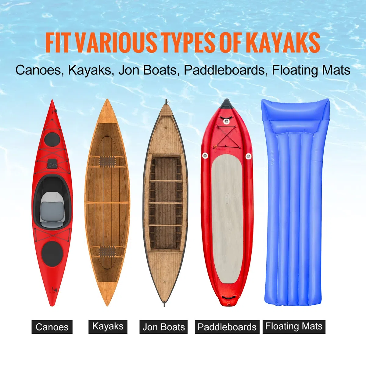 VEVOR Chariot de Kayak Chariot Transport Canoë Détachable avec Roues PleinesAjustable Pied de Support Antidérapant pour Kayaks Canoës Planches à Pagaie Tapis Flottants Bateaux