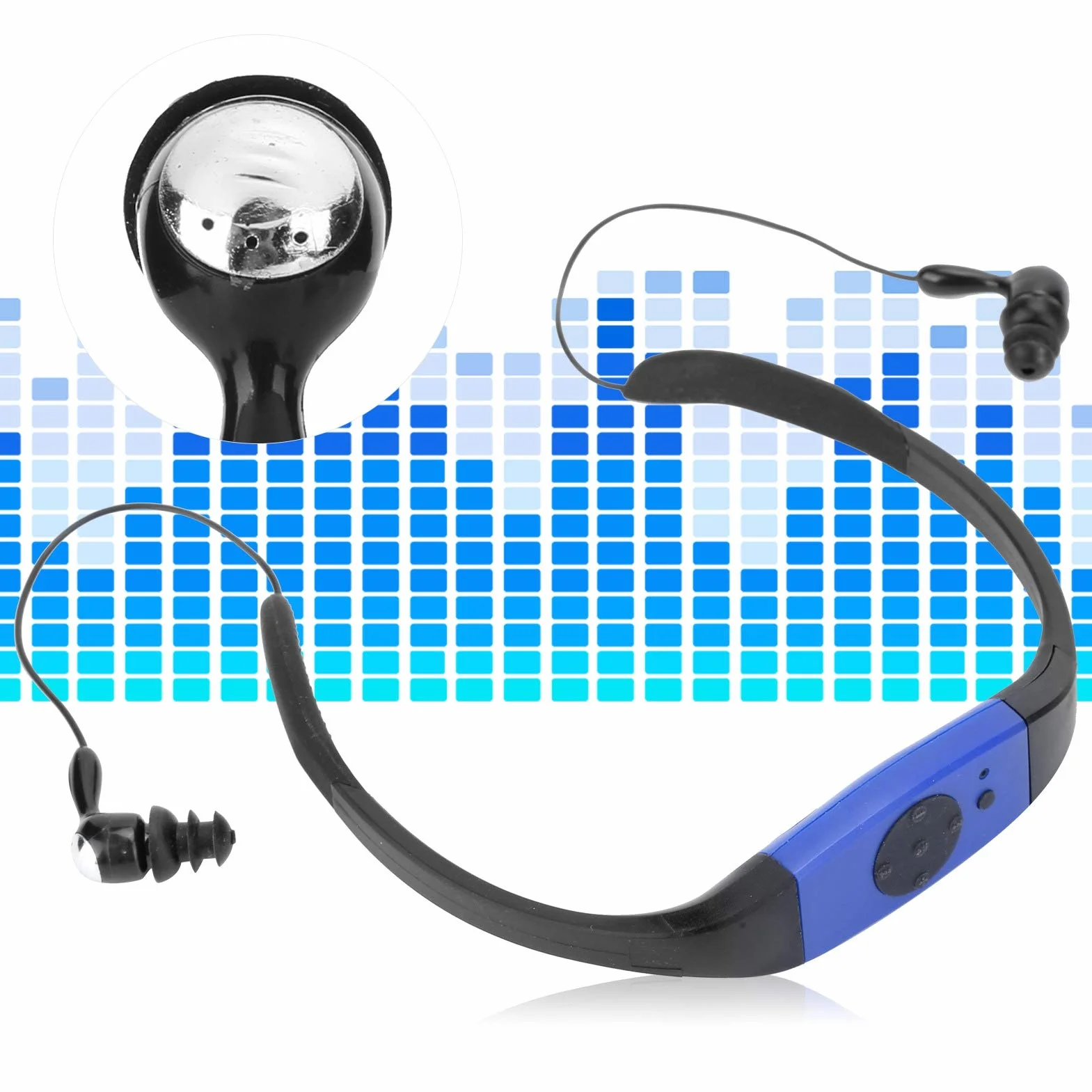 Mumisuto Lecteur MP3 Étanche IPX8 Casque Natation Radio FM Sports Nautiques