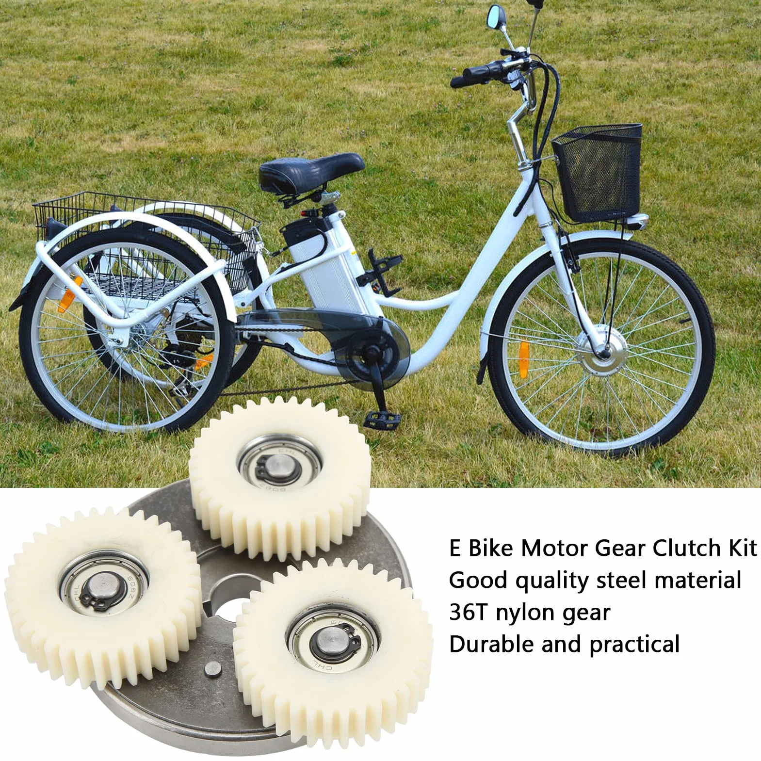 BuyWeek Kit d'embrayage et Engrenages de Moteur de Vélo Électrique, Engrenages Planétaires en Nylon 36T et Embrayage 88 mm Compatible avec Vélo Électrique Bafang, pour Moteur 500W à 750W