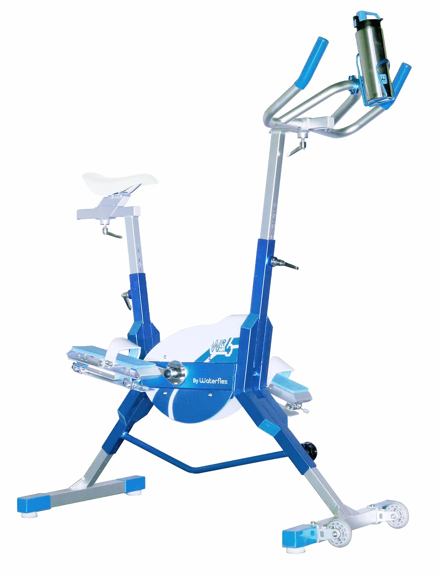 Aquabike Aluminium WR4 WX-WR4A - Vélo de Piscine Tonifiant - Résistance Hydraulique - Réglages Faciles - Utilisation Pieds Nus - Prof. 1,1-1,6m - WX Water Flex Water Fitness Expert