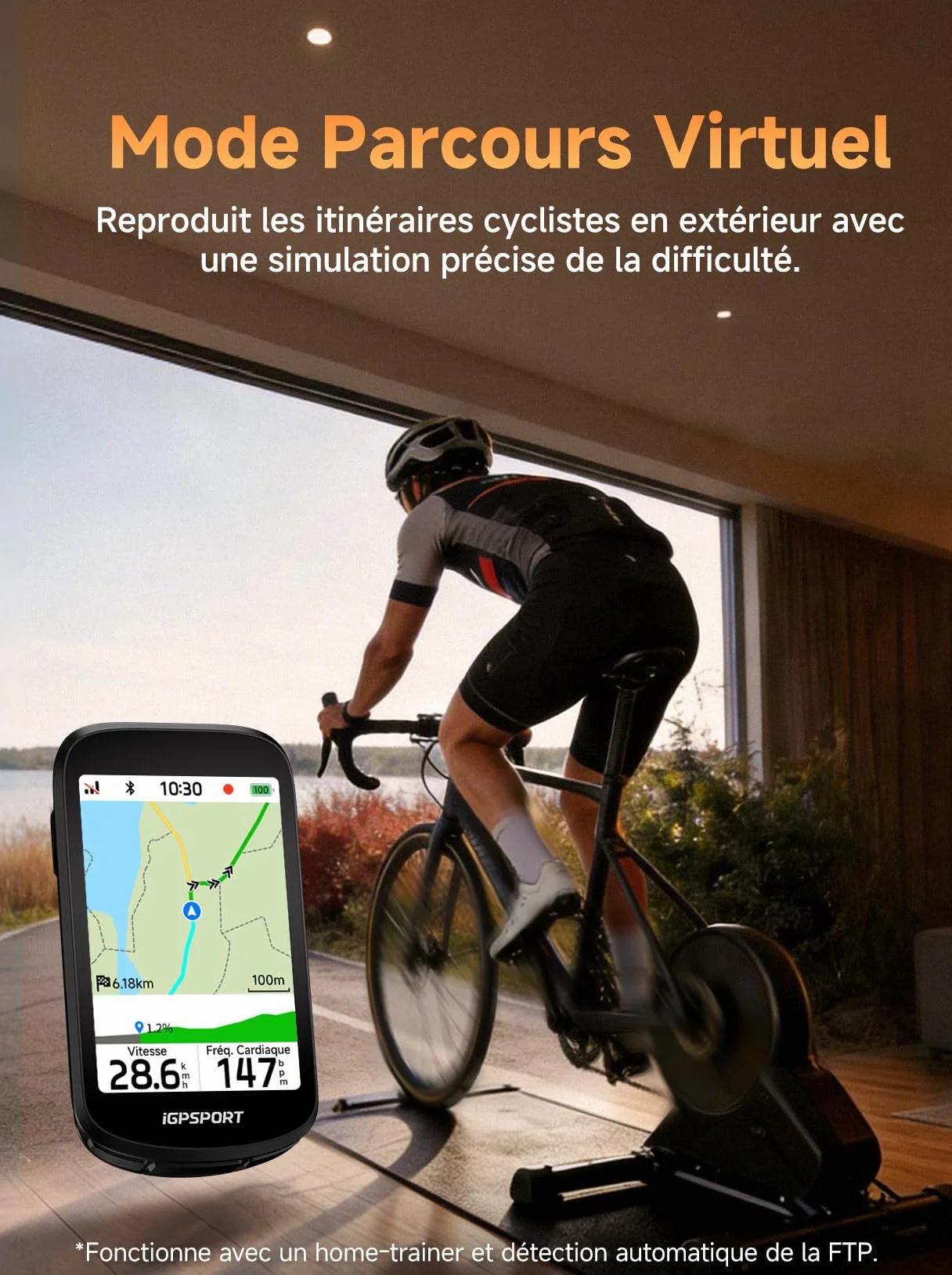 iGPSPORT BSC500 Compteur Velo sans Fil, 3,3" Grand Écran Tactile Navigation Vocale Sonnette Électronique Mode Vélo Électrique, d’Entraînement en Montée, 32 Go Compteur Velo GPS