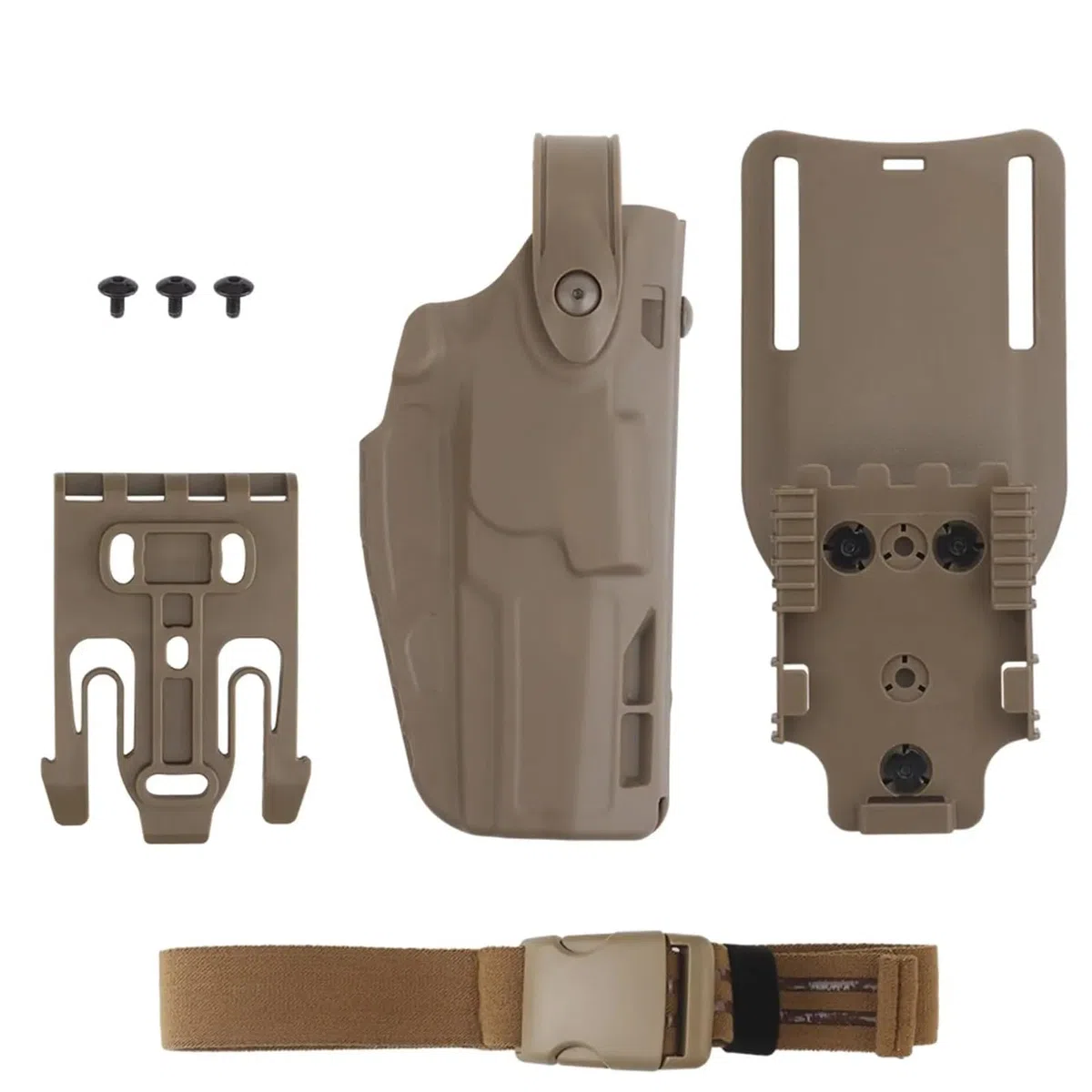 Holster Tactique Airsoft for droitier, avec système de dégagement Rapide QLS, Adaptateur de Jambe, Compatible avec Les modèles Glock 17, 19, 22, 23, 31 et 32