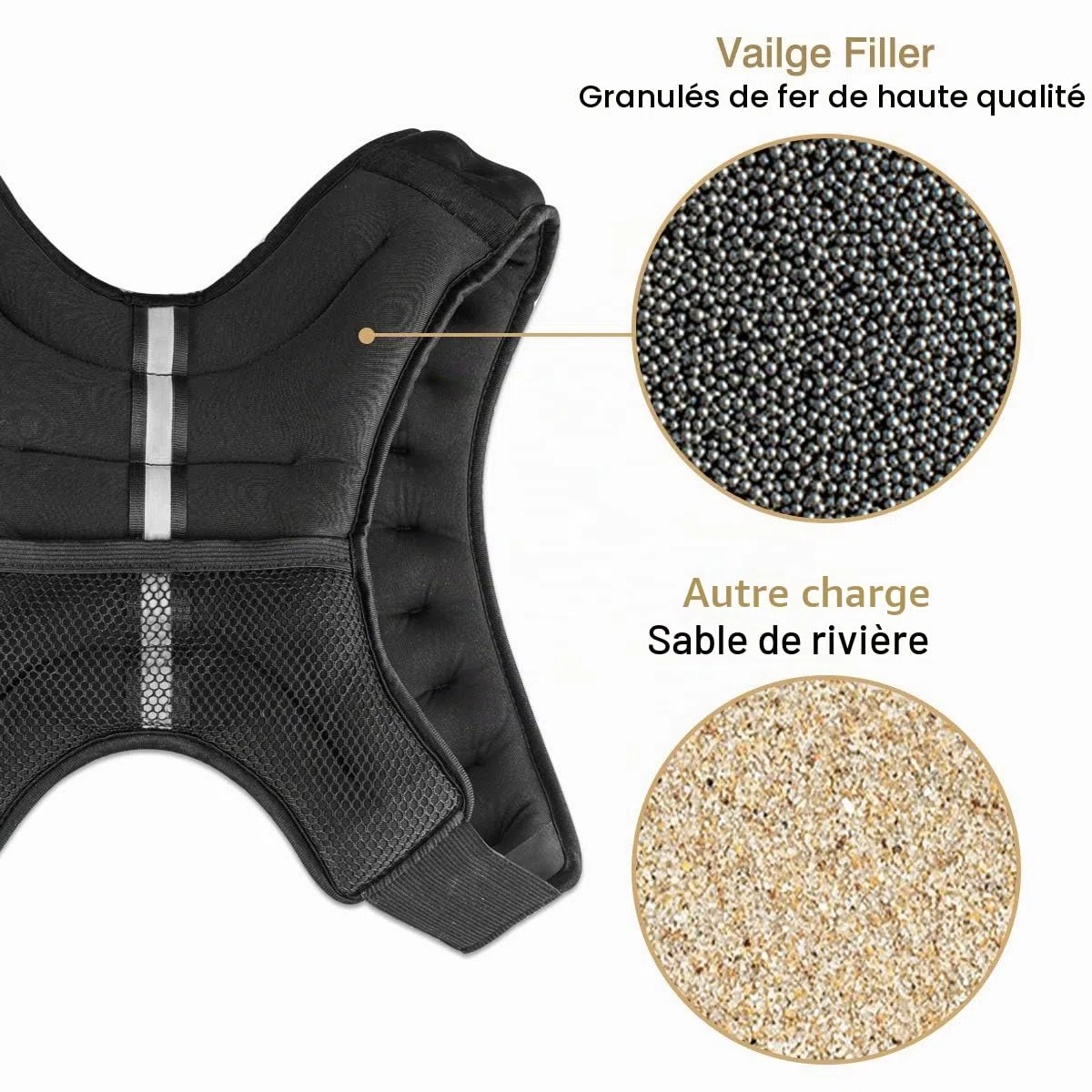 Gilet lesté de 2 kg, 5 kg, 10 kg, gilet lesté pour homme et femme pour la course à pied, l'entraînement, le jogging, la marche, la gym, la musculation