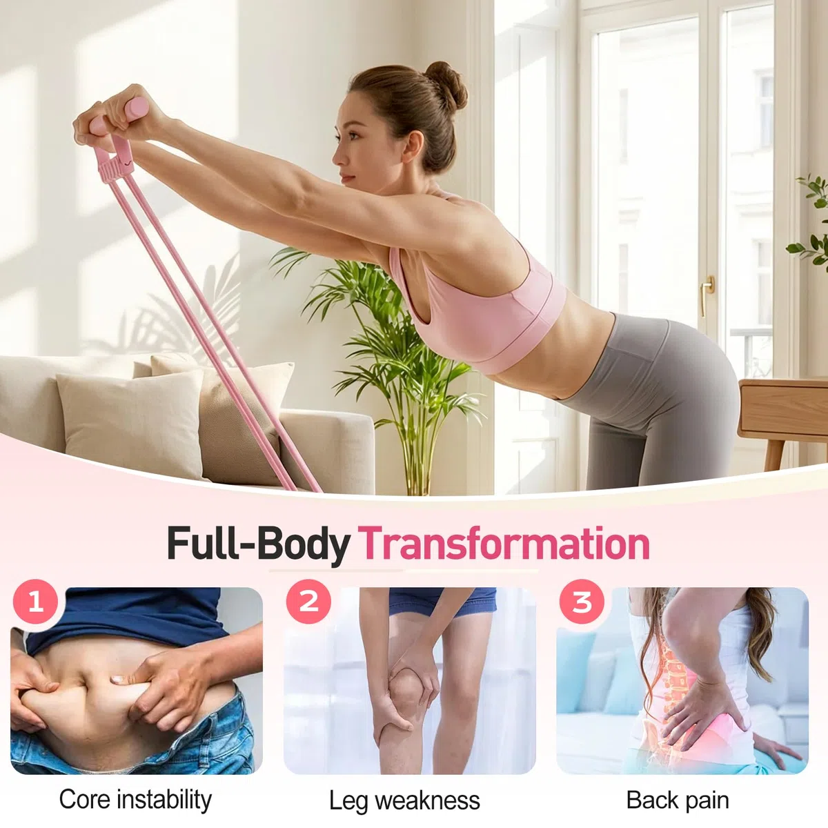 Élastique Musculation 8 Tubes avec Pédale, 2026 Pedal Resistance Bands with Handles, Bande de Résistance Multifonction 3 en 1 pour Pédales pour Abdominaux, Bras, Jambes, Minceur Yoga Sport