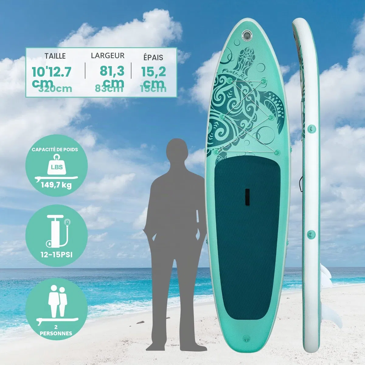 FEATH-R-LITE Stand Up Paddle Board Gonflable pour Adultes Sup avec Deux configurations différentes d'accessoires