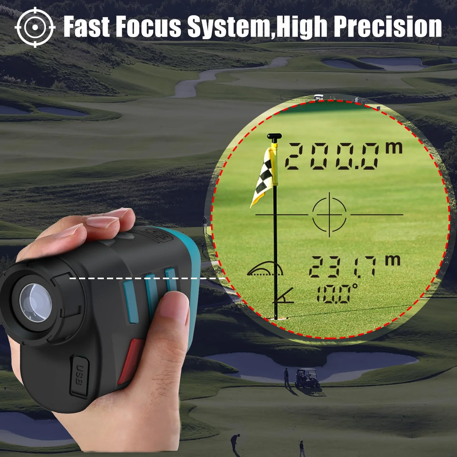 Télémètre de Golf, DT600 de Mesure Laser avec grossissement x6 et Batterie Rechargeable Mesure Distance Mesure 600, Angle Mesure de Classe de Protection IP54