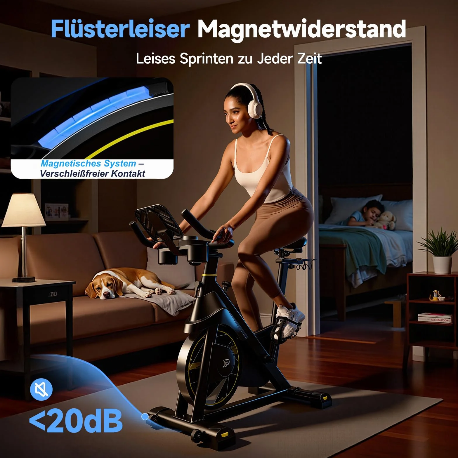 YPOO Vélo d’Appartement, Résistance Magnétique Réglable, Siège Confortable, Support Tablette & App Exclusive, Vélo d’Intérieur pour Cardio à Domicile, Grande Capacité de Charge