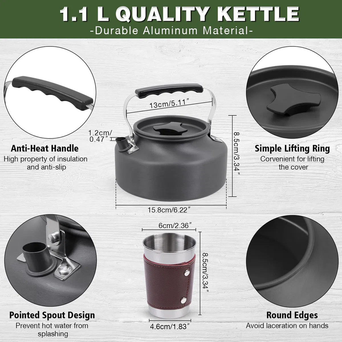 Kit de Casseroles Camping,Multi-PCS,Camping Poêlé en Aluminium Durable,Portable 2-3 Personnes Casseroles Camping Set avec Assiette Bol Ustensiles de Cuisine pour Pêche,Outdoor,Randonnée