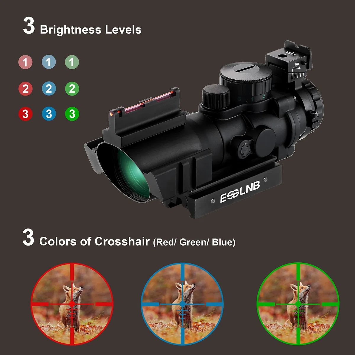 ESSLNB Viseur Point Rouge 4X32 Rouge/Vert/Bleu Point Rouge Chasse avec 11mm/22mm Weaver/Picatinny Montage sur Rail pour la Chasse