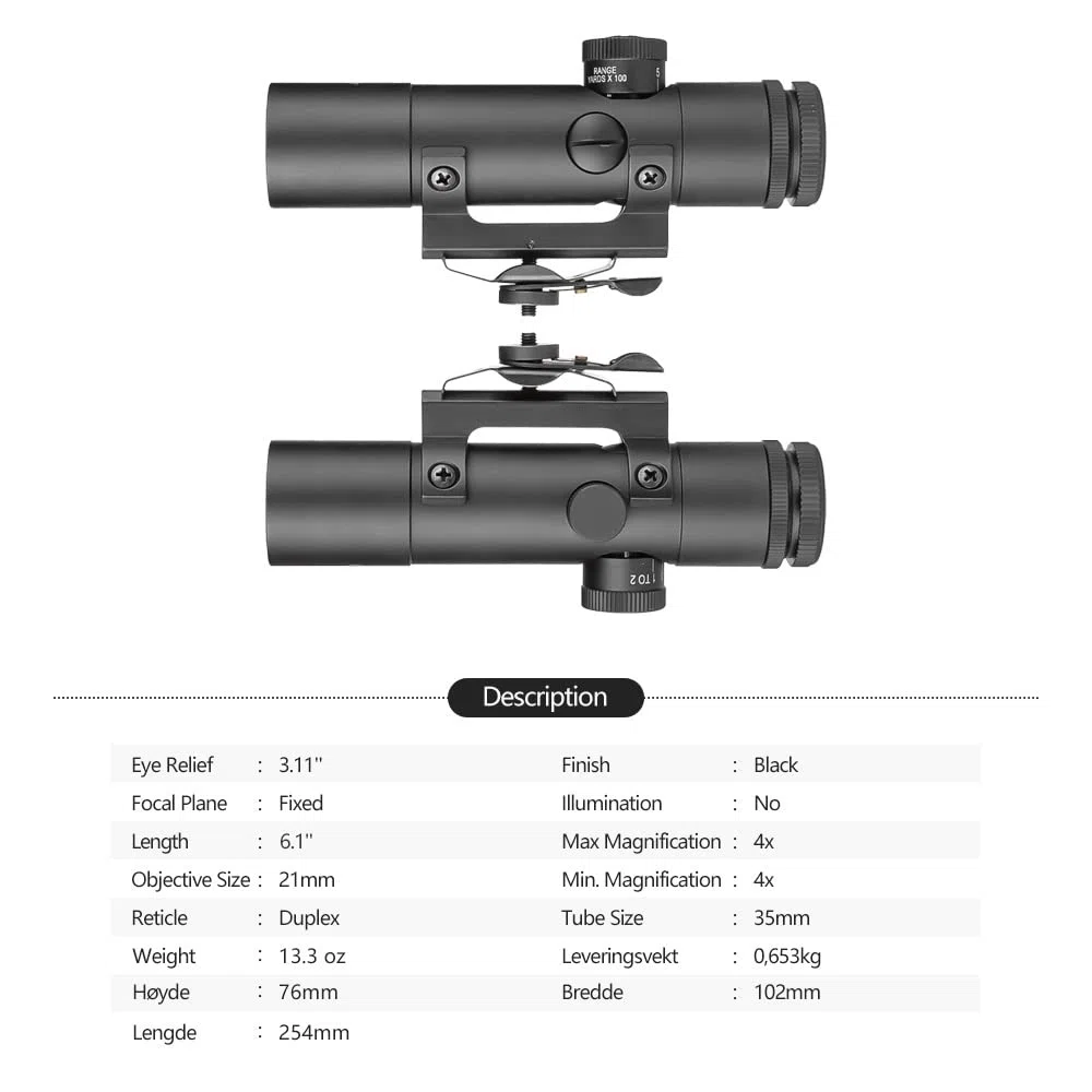 SPINA OPTICS Lunette de visée de Fusil de Chasse 4x20 Portable Double poignée connectée