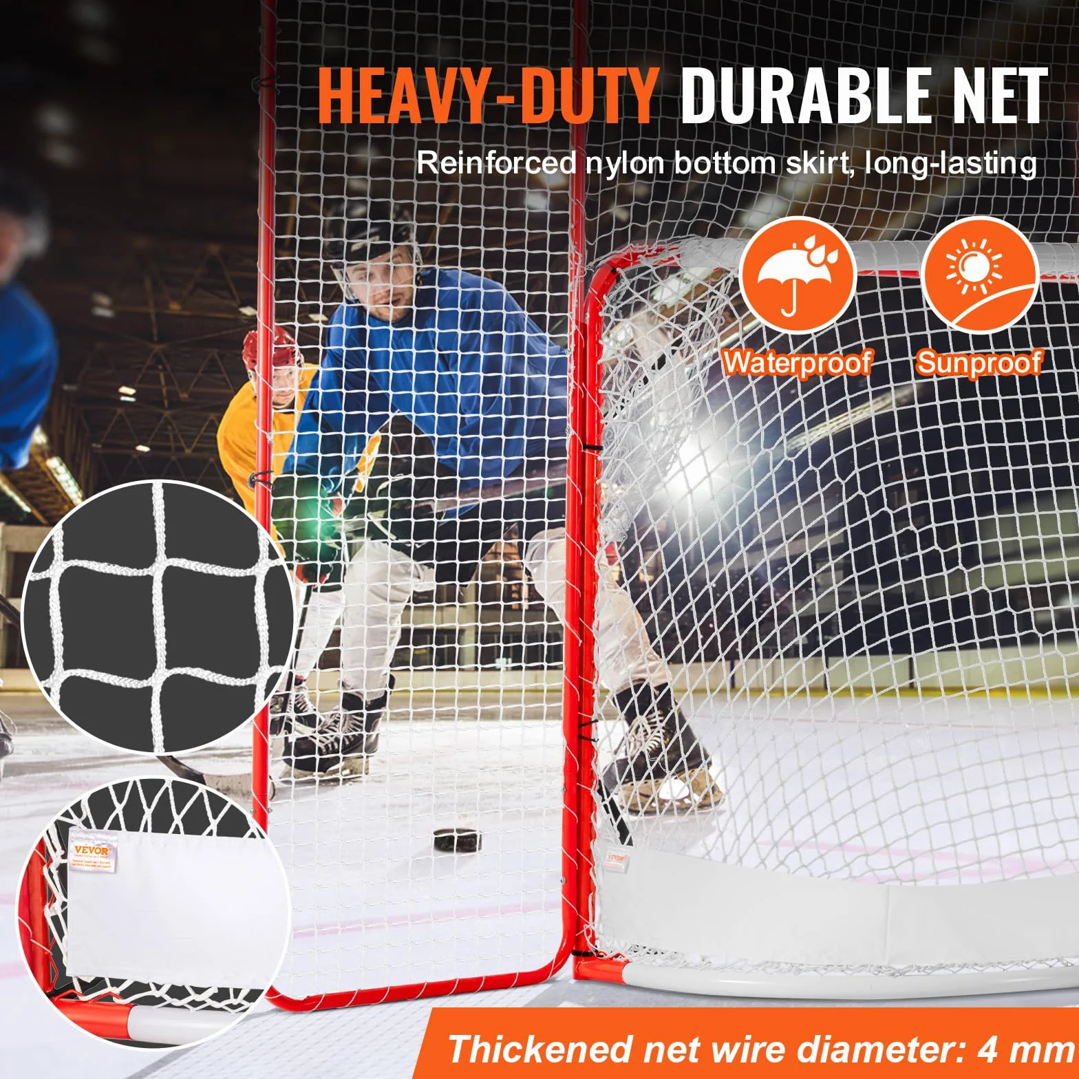 VEVOR But de Hockey avec Pare-Ballons et Cibles, Filet de Hockey 183 cm, Ensemble d'Entraînement de Hockey Professionnel en Acier, Portable, Assemblage Facile, Intérieur Extérieur, Blanc/Rouge