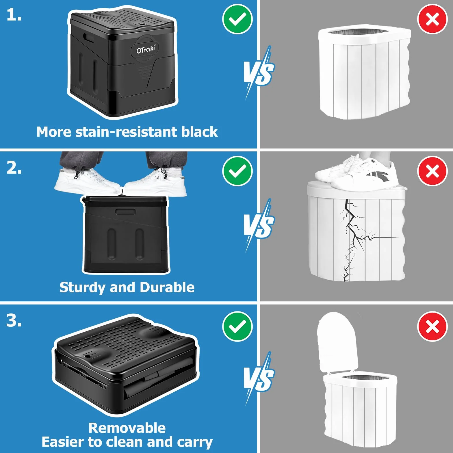 OTraki Toilette de Camping Portable Adulte Toilette Pliable avec Couvercle et 12 Sacs Poubelles Urinoir Unisexe Voiture WC Portable Pliante Seau Hygiénique pour Homme Femme Voyage Embouteillages