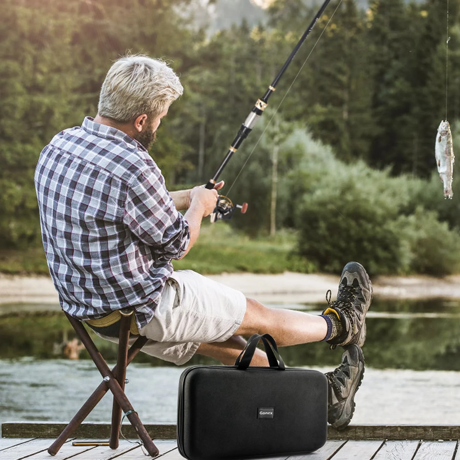 Gonex Ensemble de Canne à Pêche Télescopique et Moulinet avec Ligne de Pêche, Kit de Leurres de Pêche et Sac de Transport pour l'eau Douce ou La Mer Salée, 4 Tailles Disponibles
