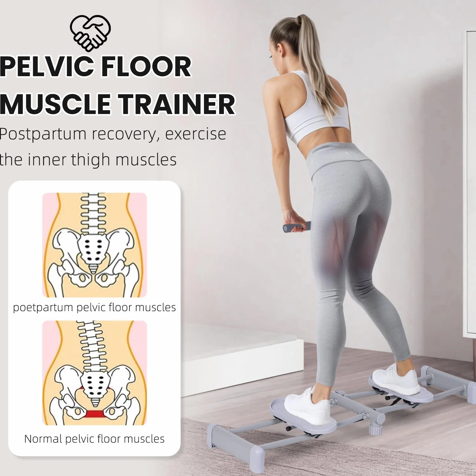 Simulateur De Ski, Entraîneur De Cuisses, Réglable Appareil Pliable pour Jambes, Plancher Pelvien pour Femmes, Appareil De Perte De Poids pour Abdomen, Jambes, Fessiers, Fitness À Domicile