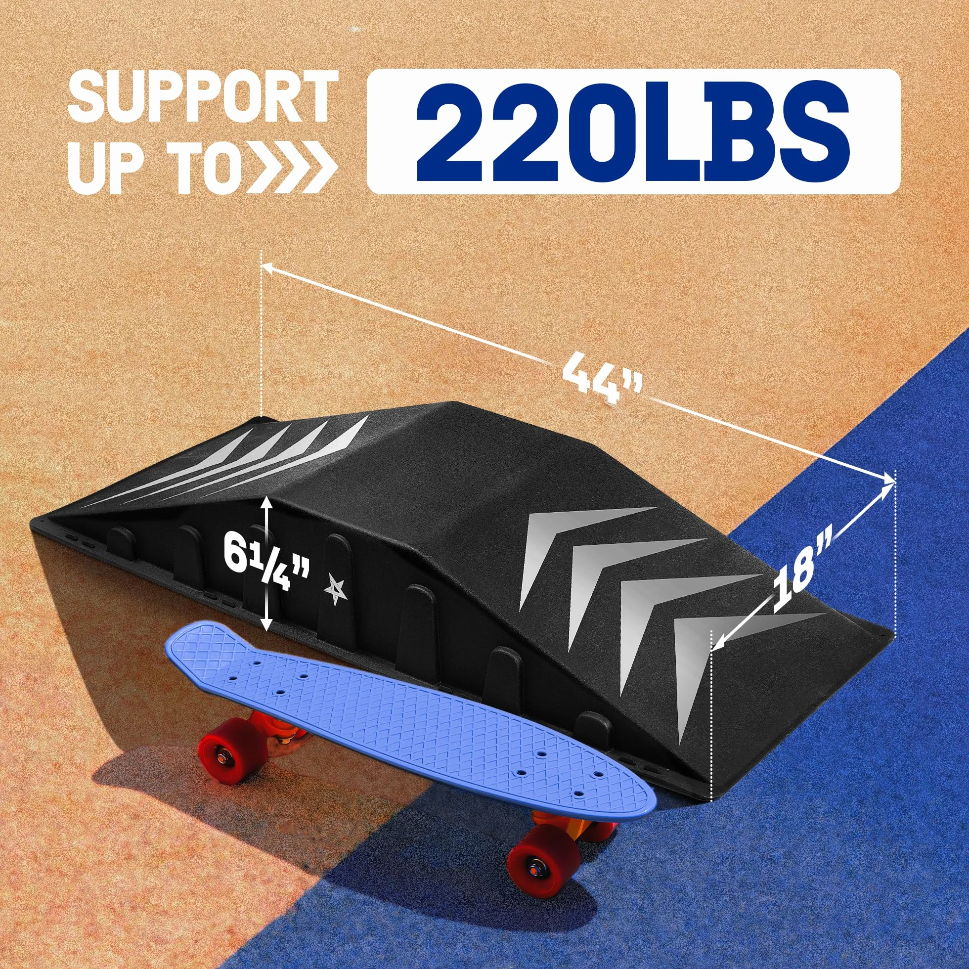 Yes4All Rampe de Skateboard Monobloc, Rampe de vélo, Rampe de Skate – Conçue pour Les débutants, Plus Durable, sûre, capacité de 100 kg