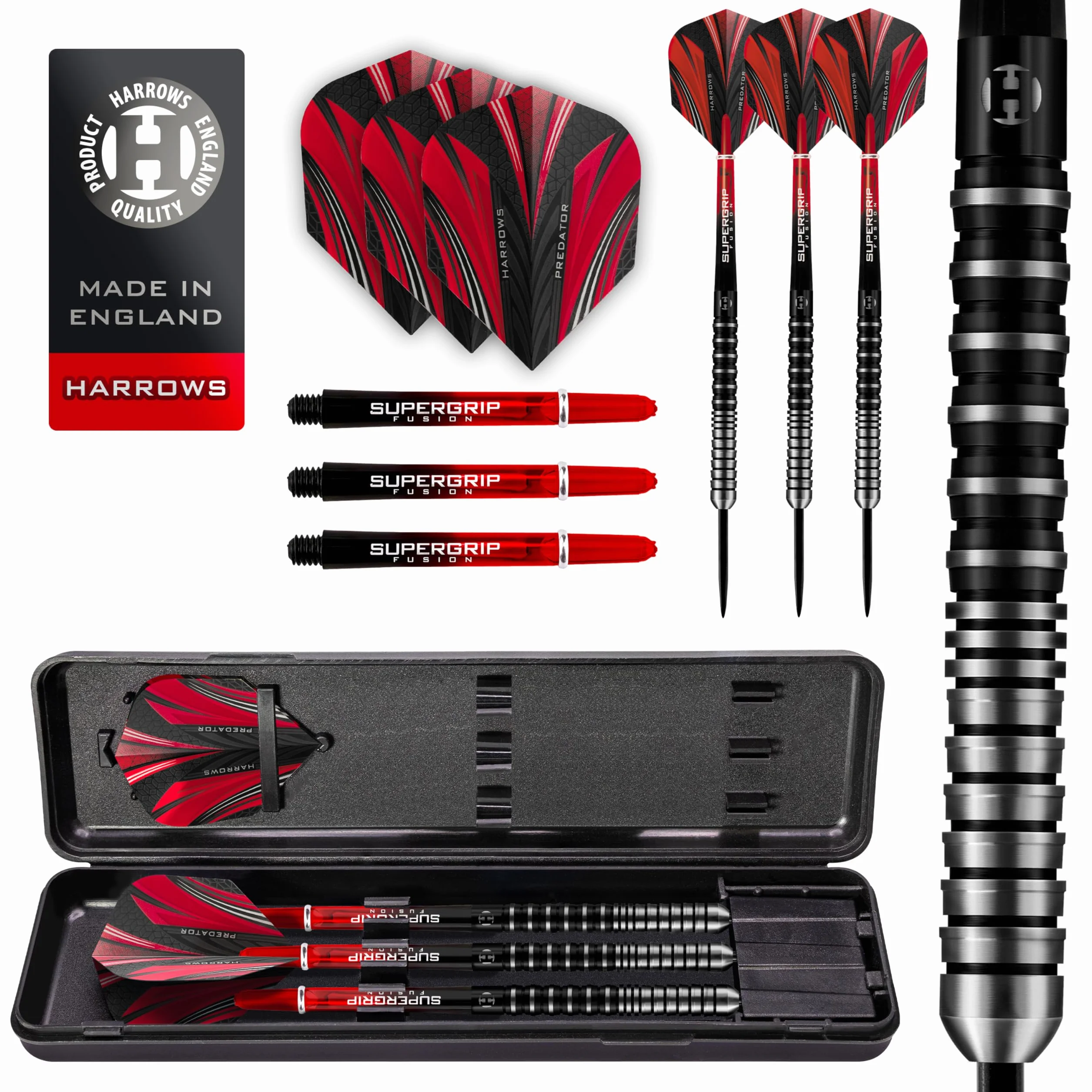 Harrows Predator fléchettes tungstène 90% pointe acier 21-26g avec étui