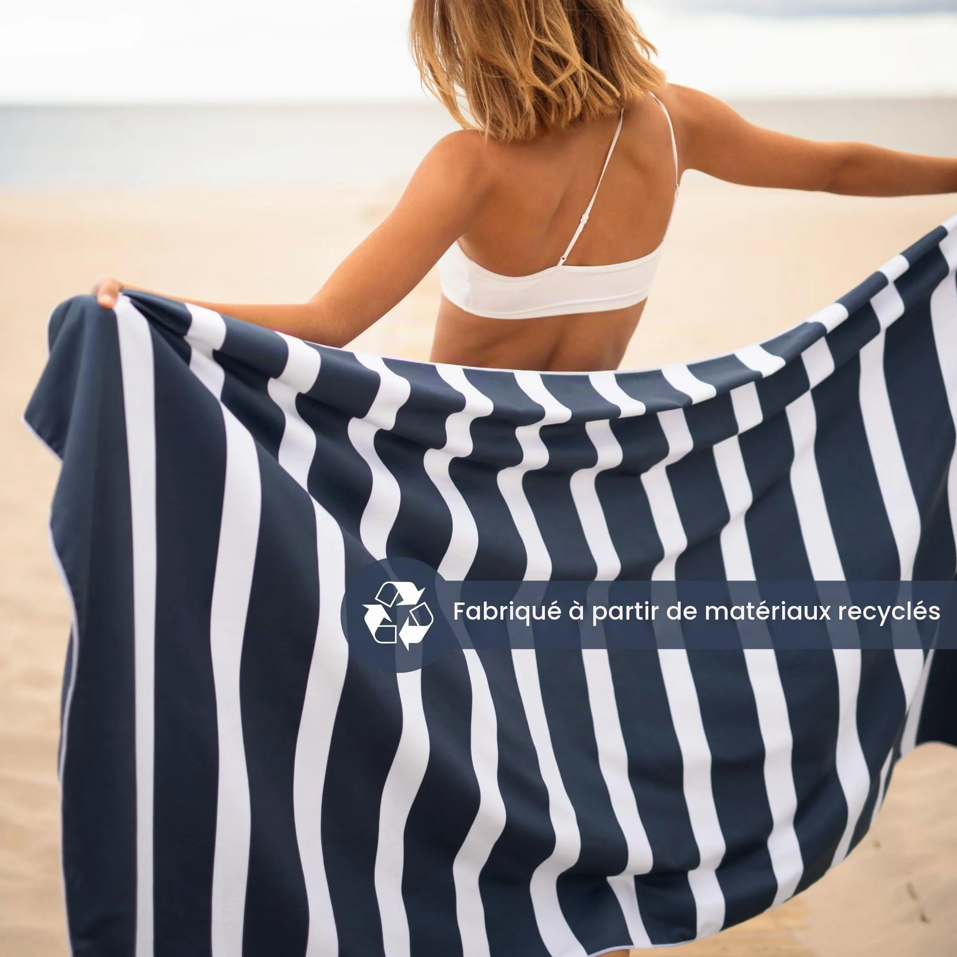 SummerSand Serviette de Plage Microfibre XL 200x100 cm - Drap de Plage Grande Taille antisable - Serviette de Piscine légère, compacte, séchage Rapide – Deep Blue