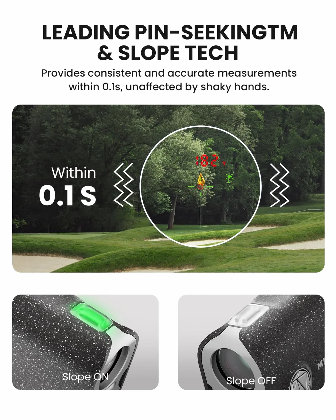 Haut de Gamme de Poche avec IP65 étanche, 1000 Yards telemetre Golf Rechargeable, 0.1S Rapide Drapeau de Verrouillage de Vibration pôle, telemetre Laser Golf (Black)