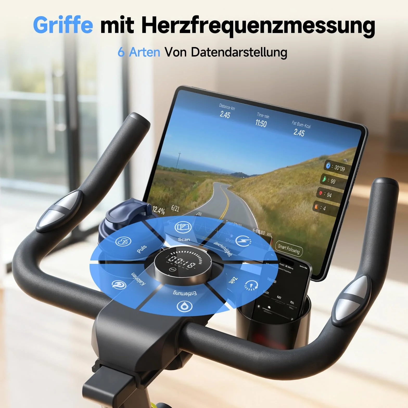 YPOO Vélo d’Appartement, Résistance Magnétique Réglable, Siège Confortable, Support Tablette & App Exclusive, Vélo d’Intérieur pour Cardio à Domicile, Grande Capacité de Charge