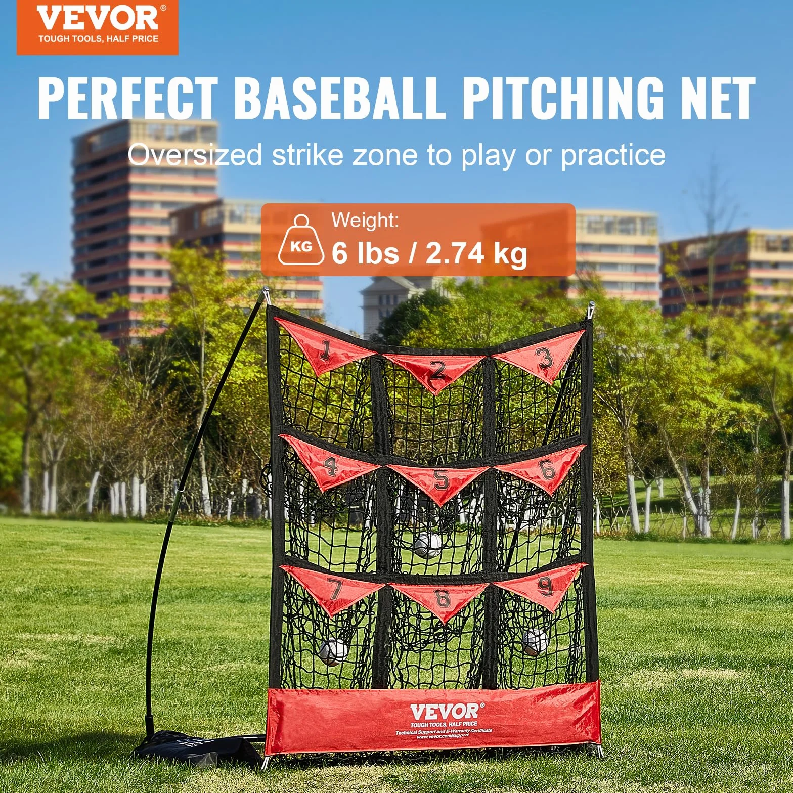 VEVOR Filet de lancement baseball 9 trous équipement entraînement pratique lancer portable montage rapide